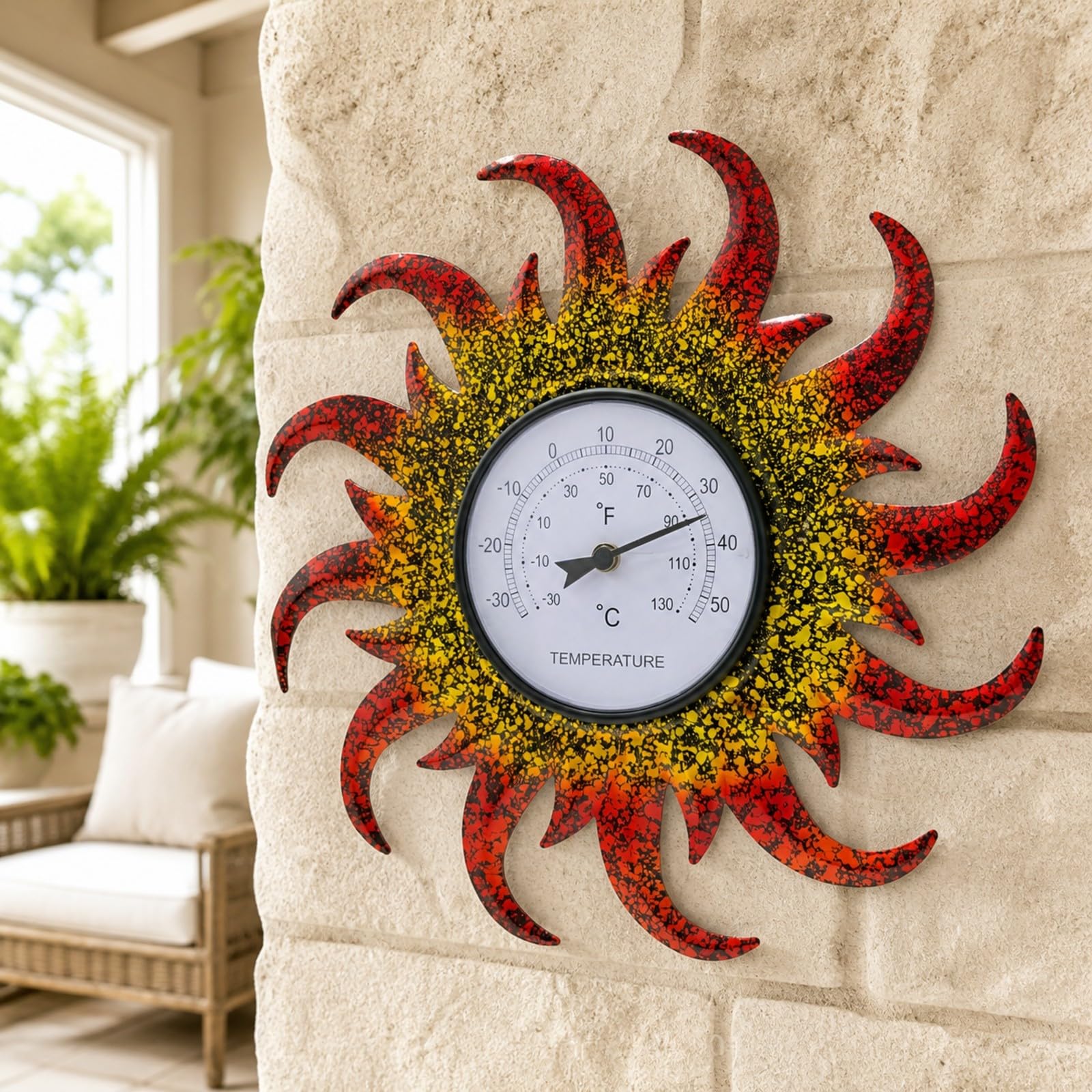 Termometro da Parete Robusto Decorazione | Doppia Gradi e Fahrenheit, Rustico, Termometro da Parete con, per Patio, Stile A