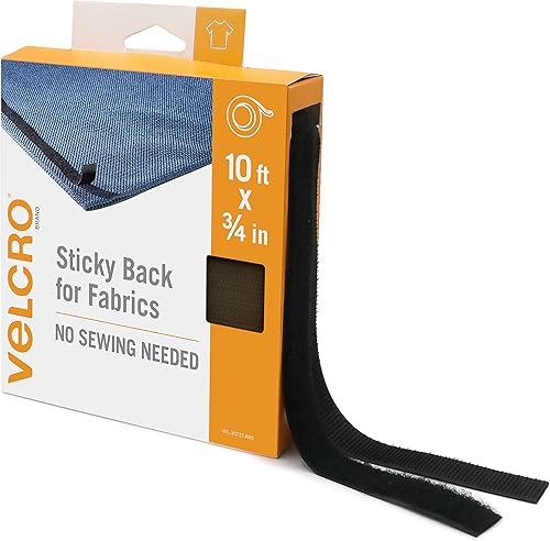 Miniatura 2 de VELCRO Brand Parte trasera adhesiva para telas, rollo a granel de 10 pies sin coser con adhesivo, cinta de montaje negra y extrema para exteriores,