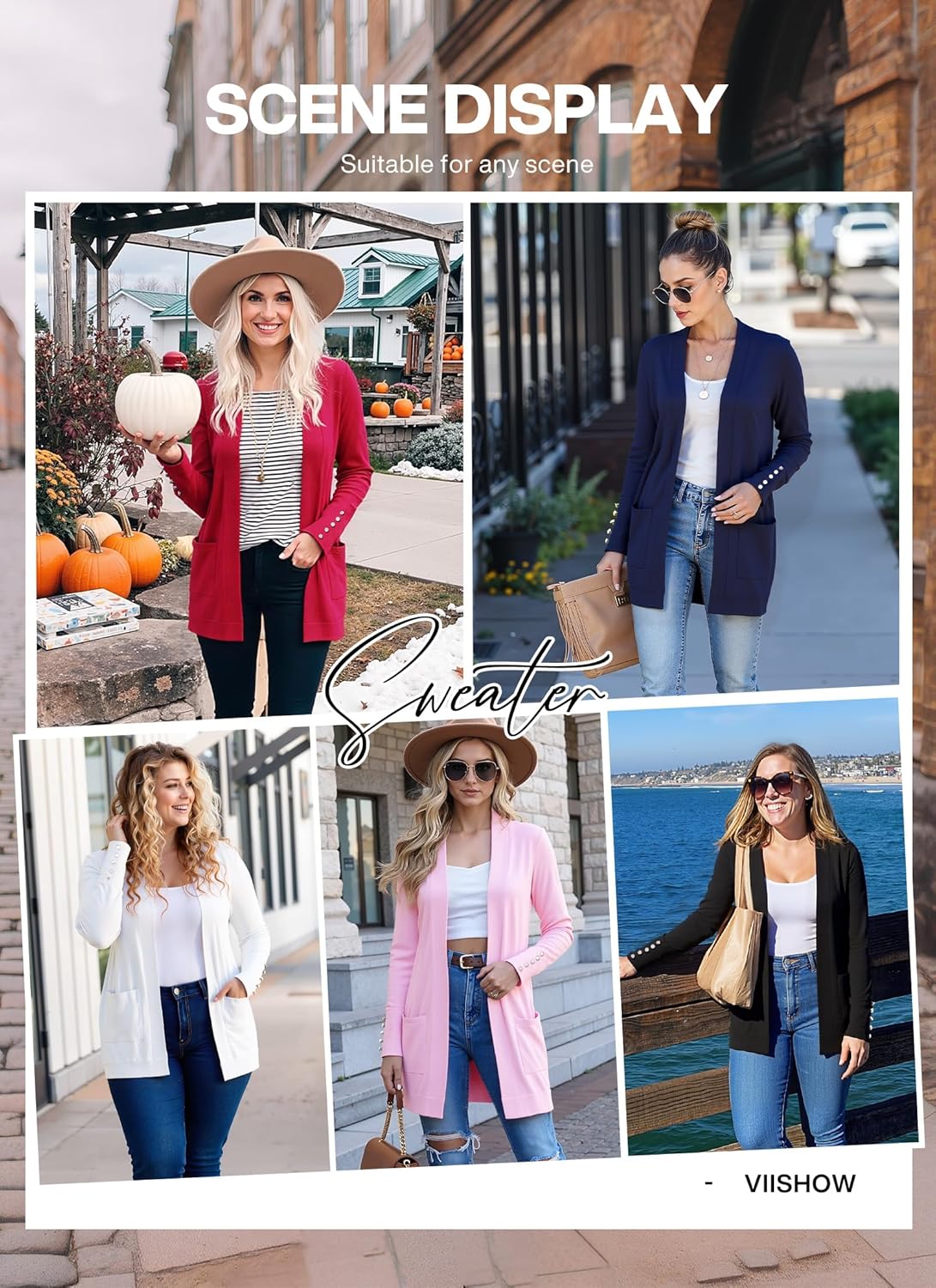 VIISHOW Women Cardigan Sweater Lightweight Open Front Long Sleeve Soft Fine Knit Casual Trendy Kimono Cardigans with Pockets - Image 2