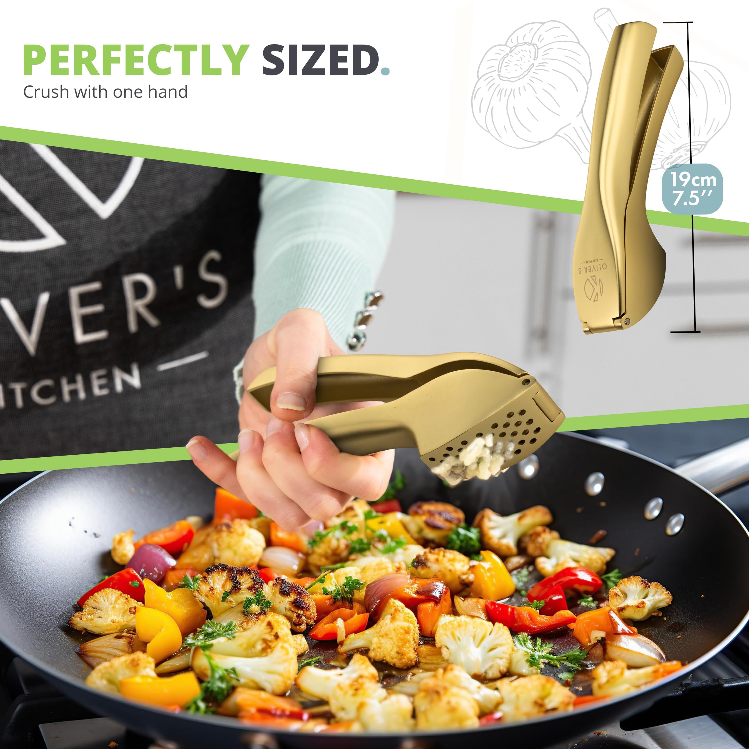 Oliver's Kitchen ® Premium Garlic Press, Super Easy to Use & Clean Garlic Crusher & Mincer - Image 3