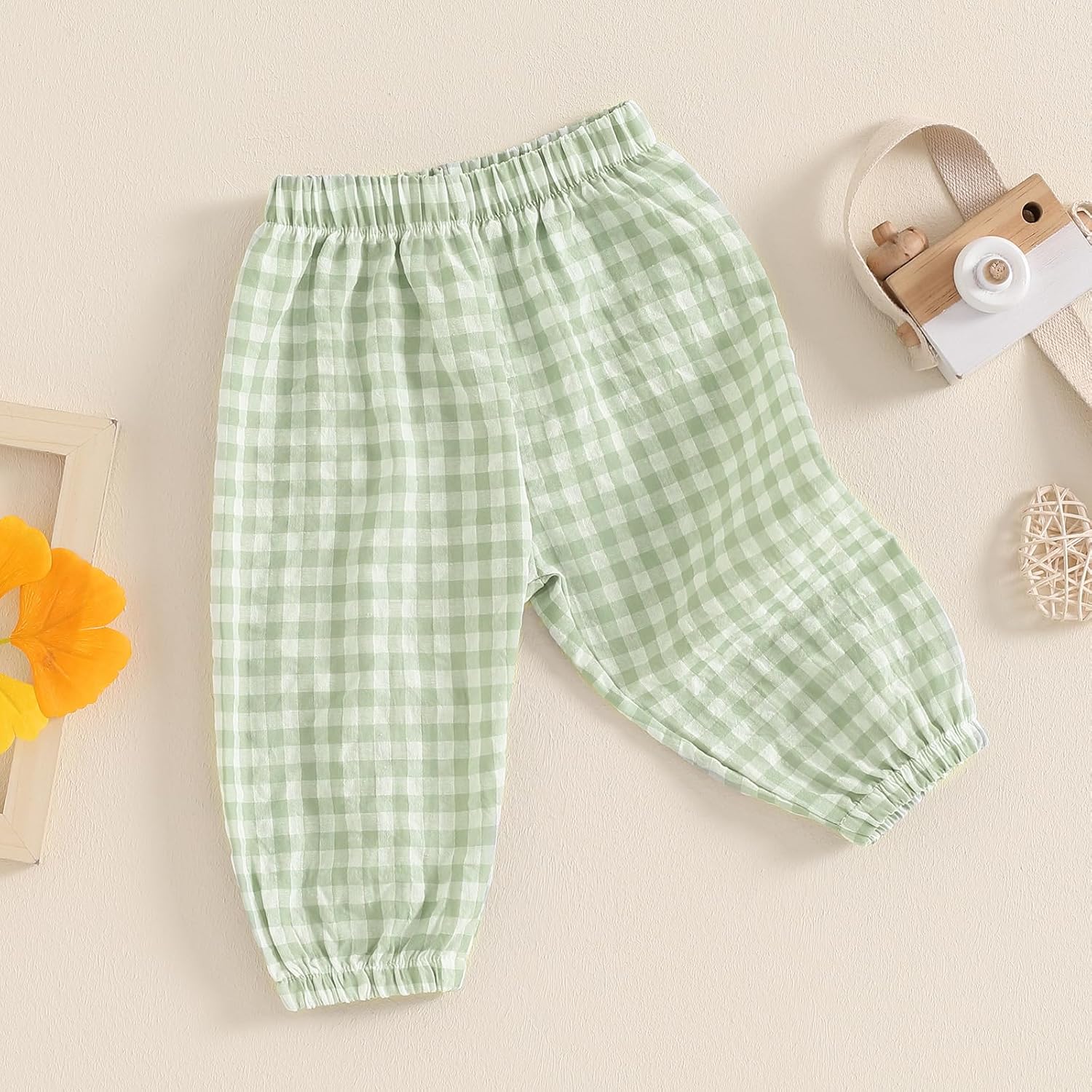 Kids Toddler Boys Girls Gingham Pants Elastic Waist Plaid Loose Baggy Trousers Casual Spring Fall Bottoms Sweatpants - Image 3