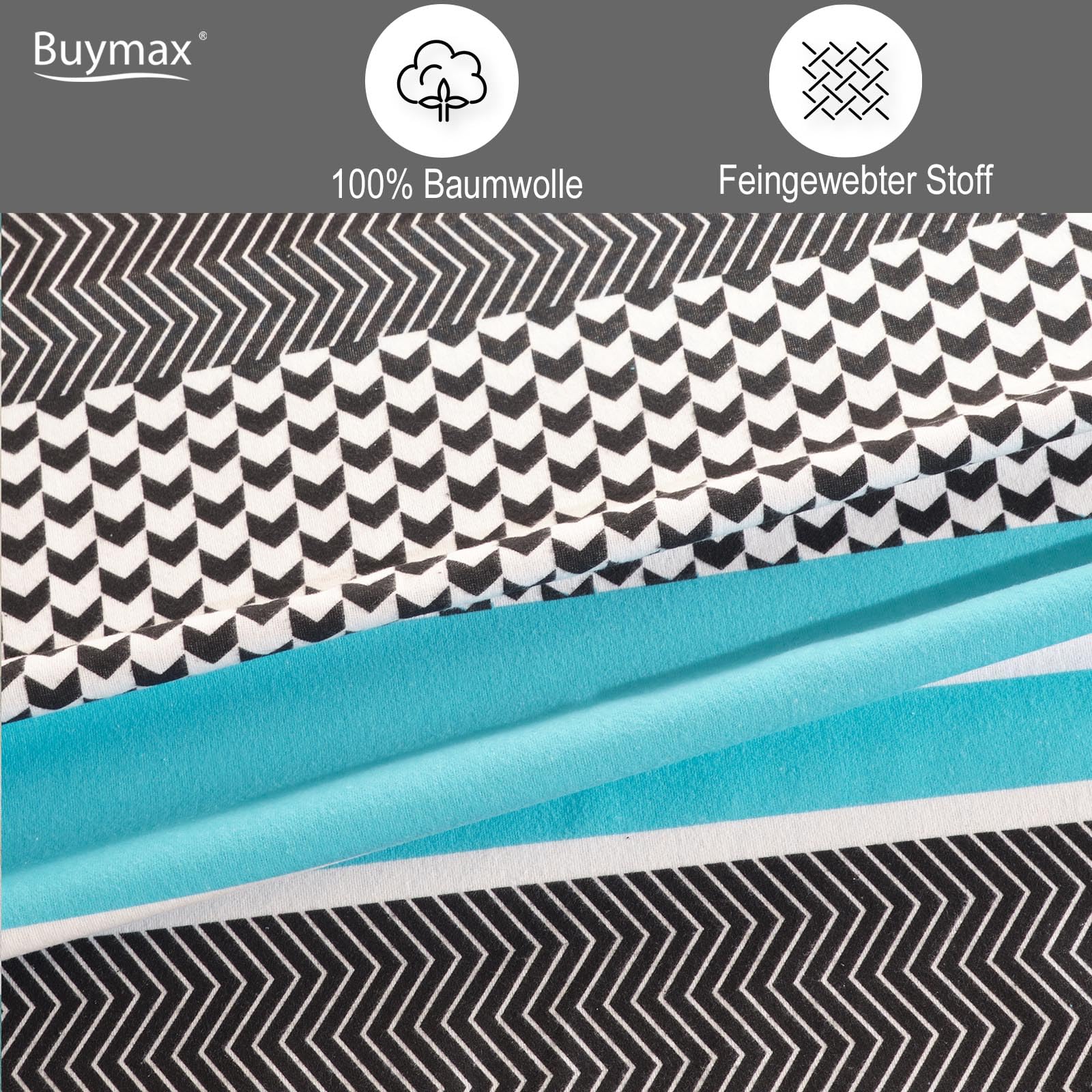 Buymax® Biber Bettwäsche 155x220 cm Flauschige Winterbettwäsche 2 Teilig 100% Baumwolle mit Reißverschluss Flanell Bettwäsche-Set mit Kissenbezug 80x80cm