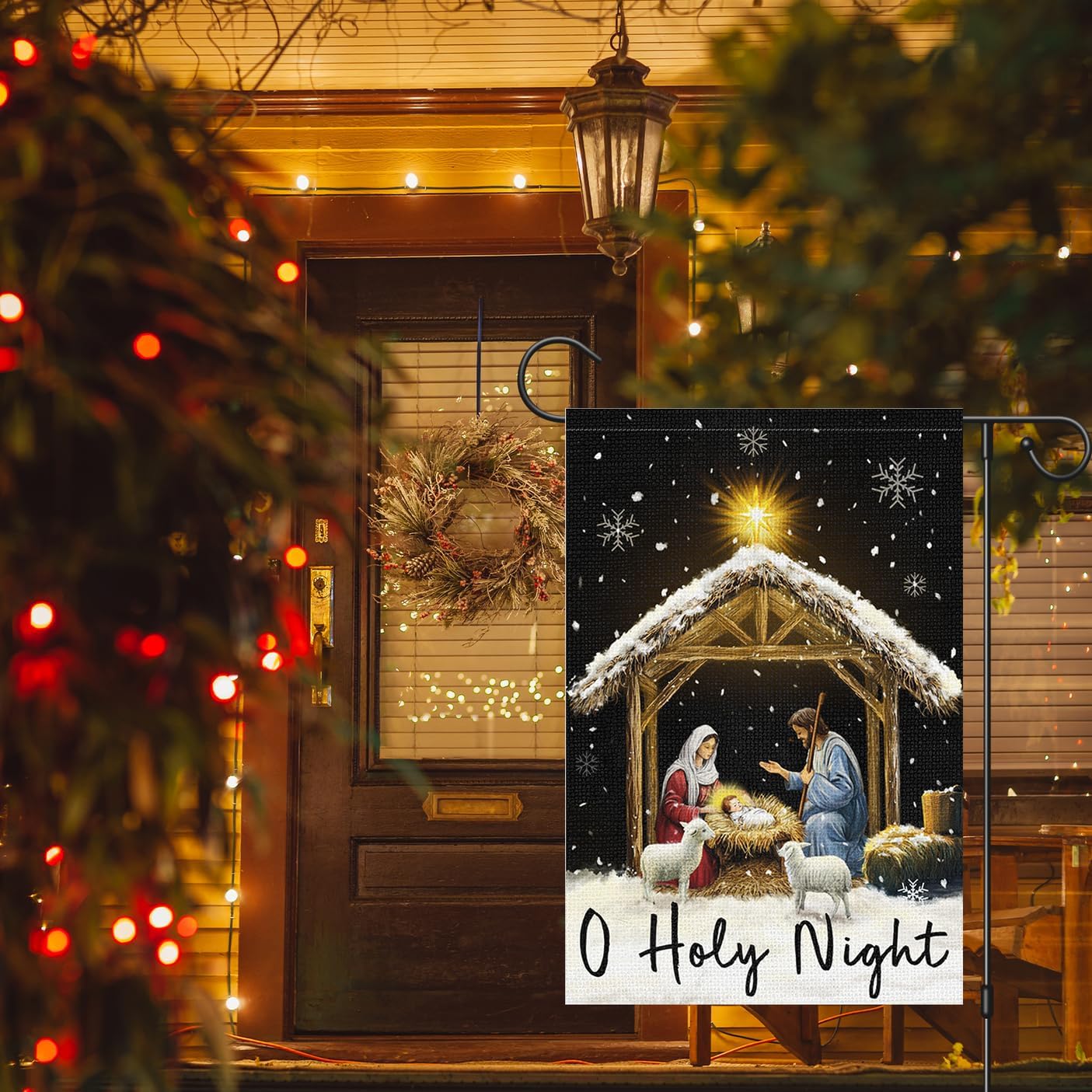 Louise Maelys Christmas O Holy Night Nativity Garden Flag 12x18 Inch Double Sided Xmas Small Burlap Welcome Winter Holiday Christian Yard Outdoor Outside House Decoration - Image 7