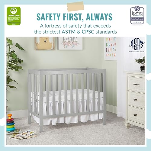 Miniatura 3 de Dream On Me, Edgewood Mini cuna convertible 4 en 1, gris frío y portátil de fibra de acebo de 3 pulgadas, certificado Greenguard Gold, cubierta de
