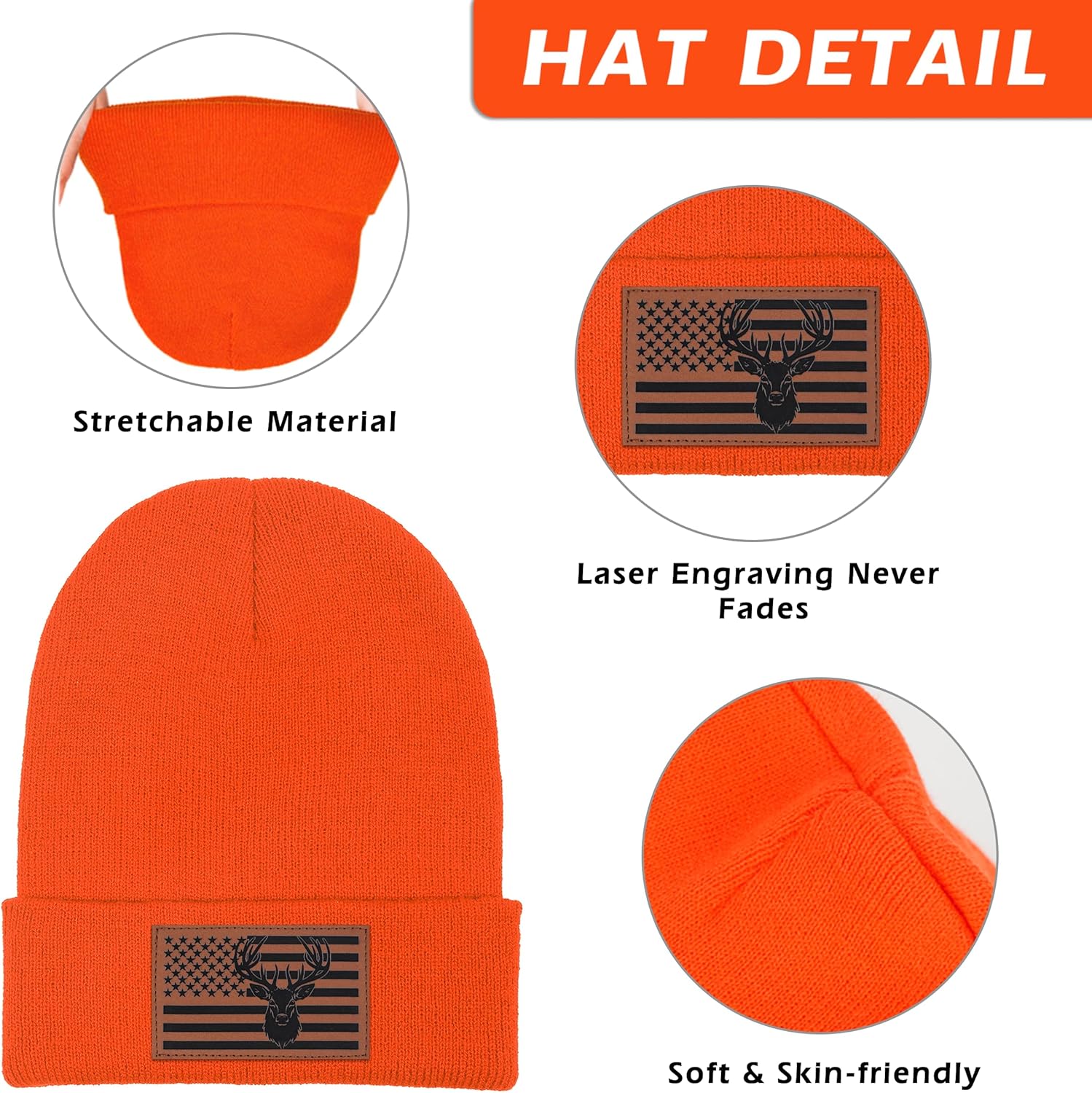 American Flag Hunting Beanie for Men Dad Grandpa Retirement Outdoor Gift for Hunters Deer Duck Gear - Image 5