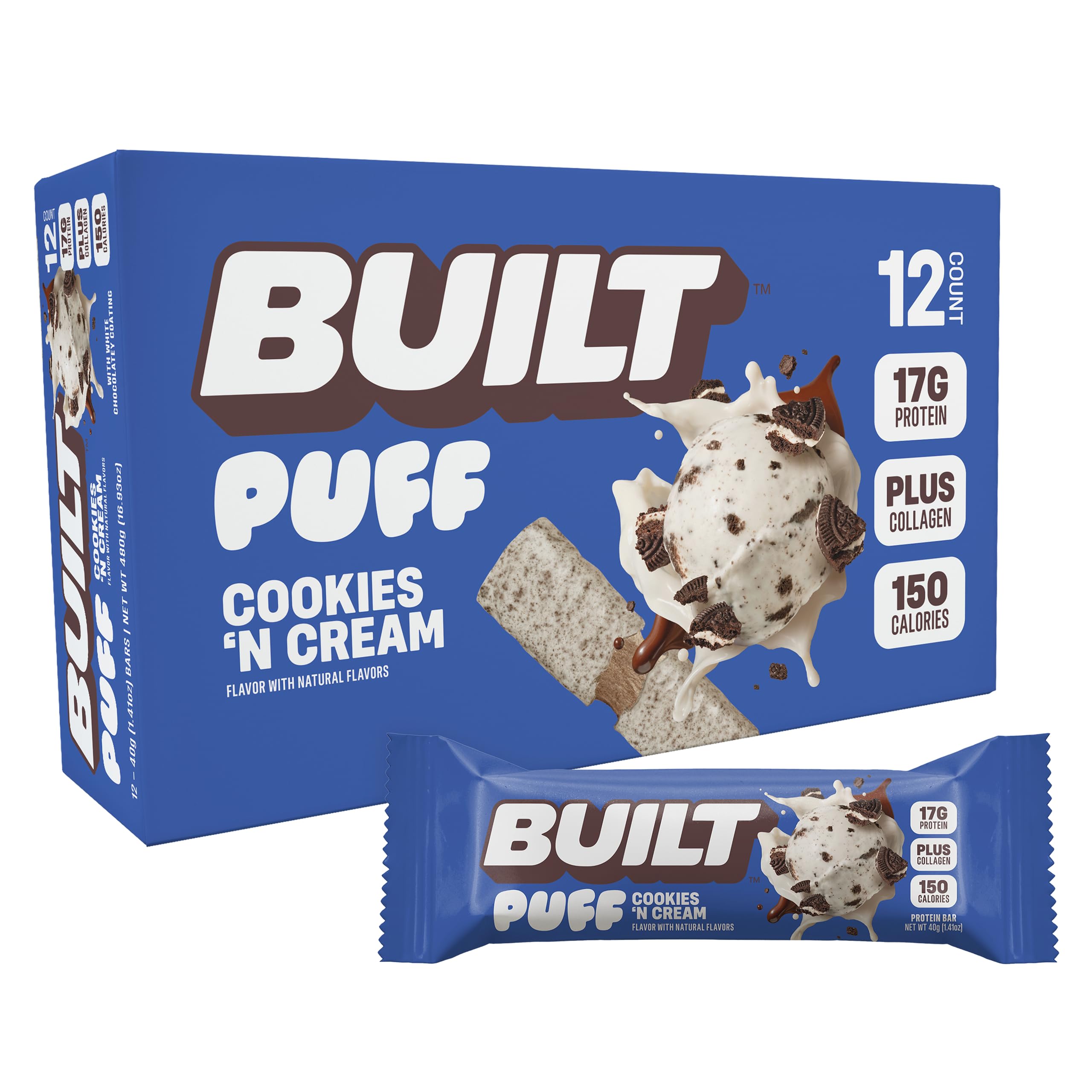 BUILT Puff Protein Bars, Banana Cream Pie, 17g Protein - 12 Count — Amazon image 19