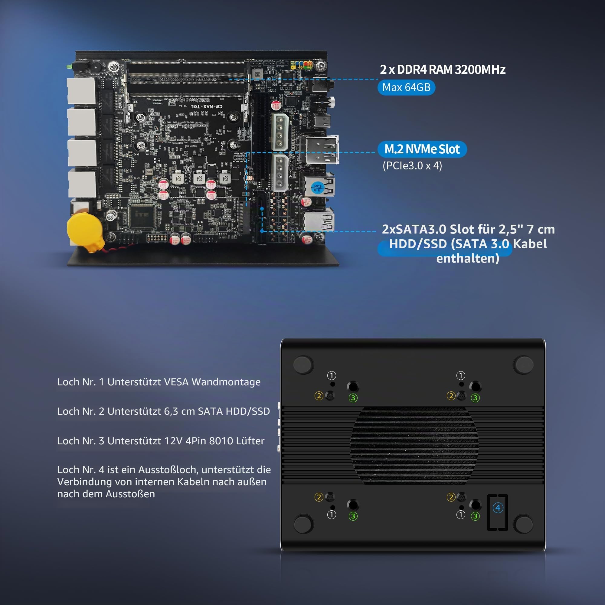CWWK Mini PC Firewall Appliance Core i5-1135G7, 2 x 10GbE SFP+ Mini Computer mit 4 x i226-V 2.5GbE LAN, S5 OPNsense Micro PC Barebone NO RAM/SSD/OS, 4K 3-Display, USB-C, AES-NI