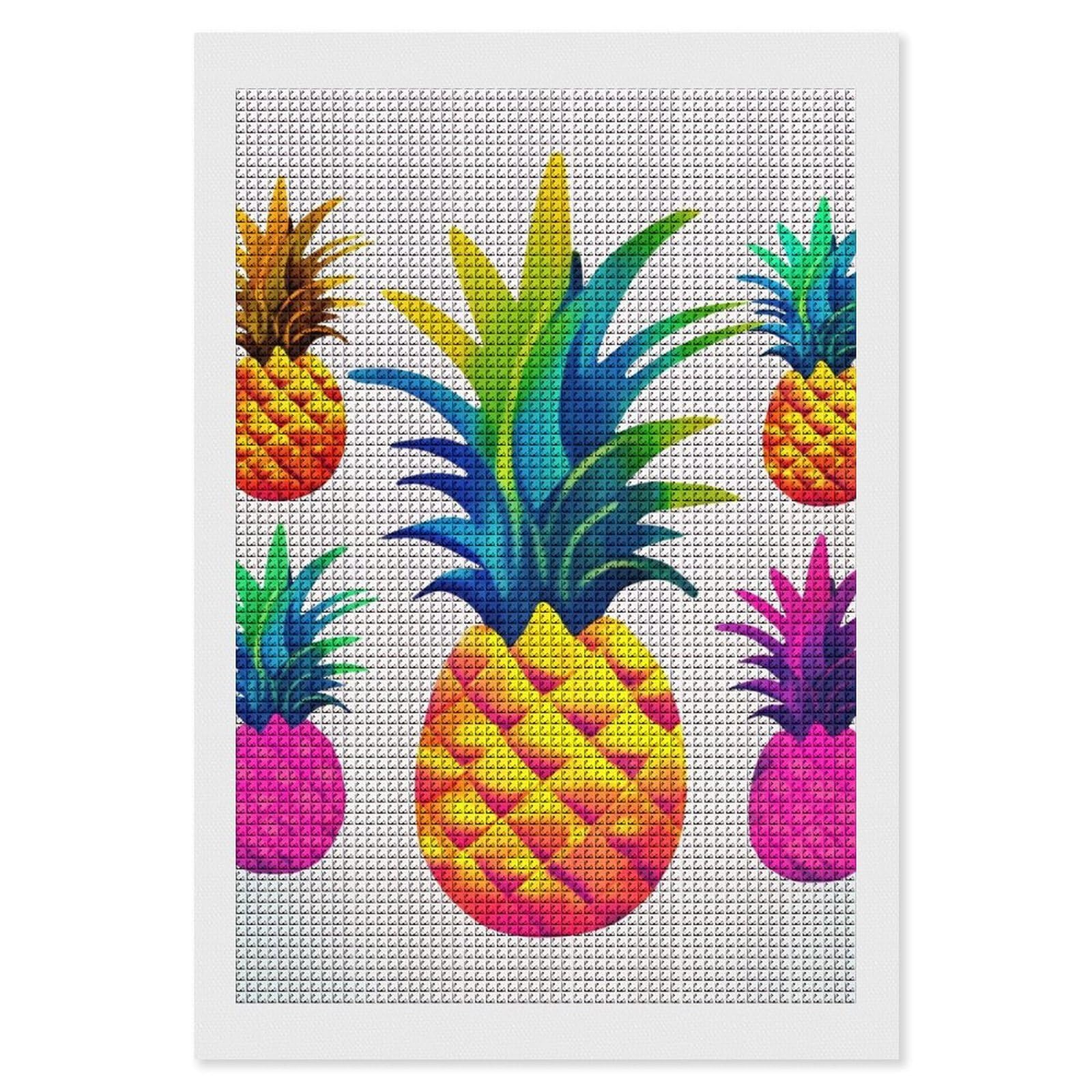 Colorful Pineapple Diamond Art Kits for Adults, DIY 5D Diamonds Painting Kits for Beginner, Round Full Drill Diamond Dots Painting, 8"x12" Diamonds Pictures Gem Art and Crafts Wall Decor