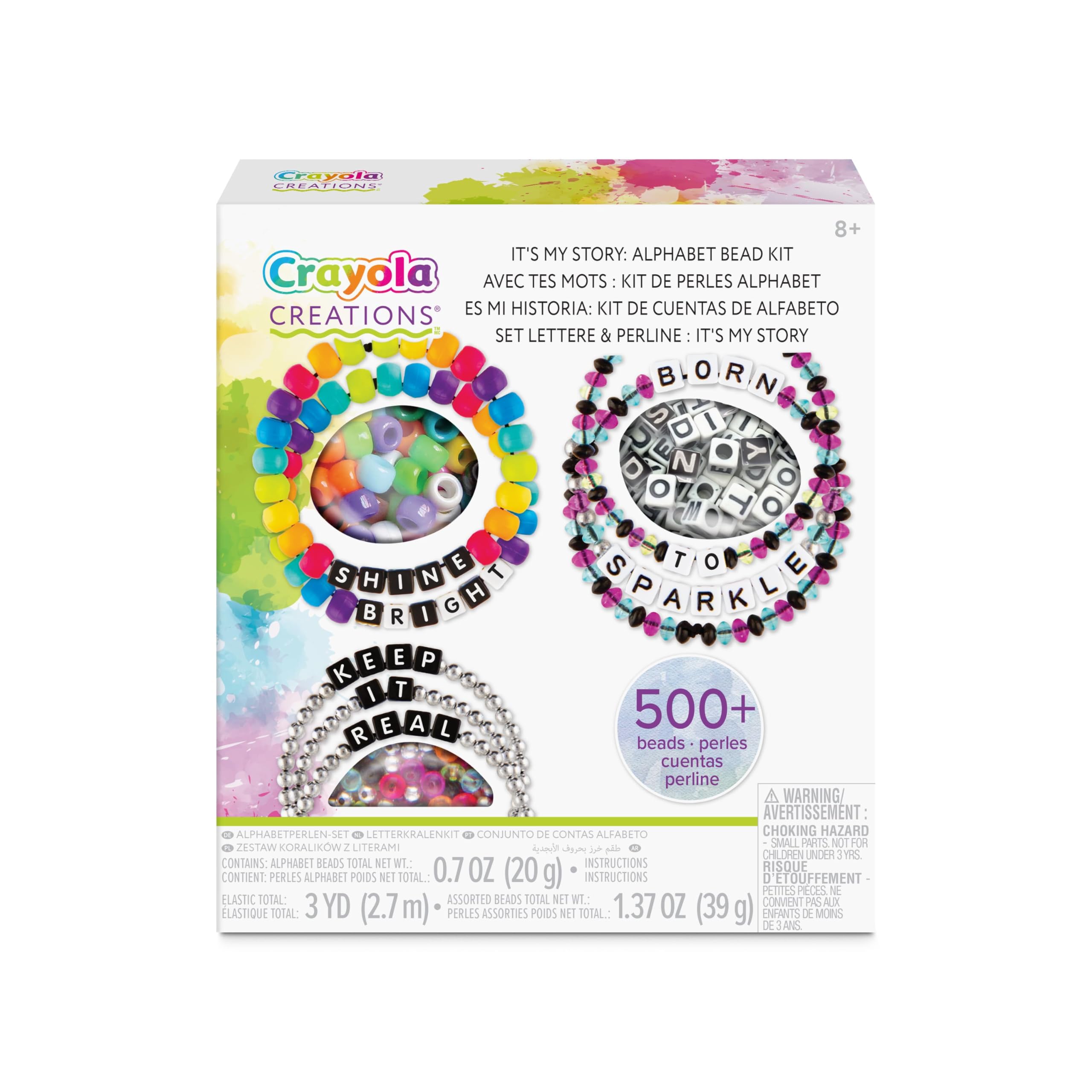 CREATIONS CRAYOLA Set Crea i Tuoi Braccialetti Alphabet Bead – It’s My Story, Attività Creativa e Regalo per Bambine, da 8 anni, 04-2968