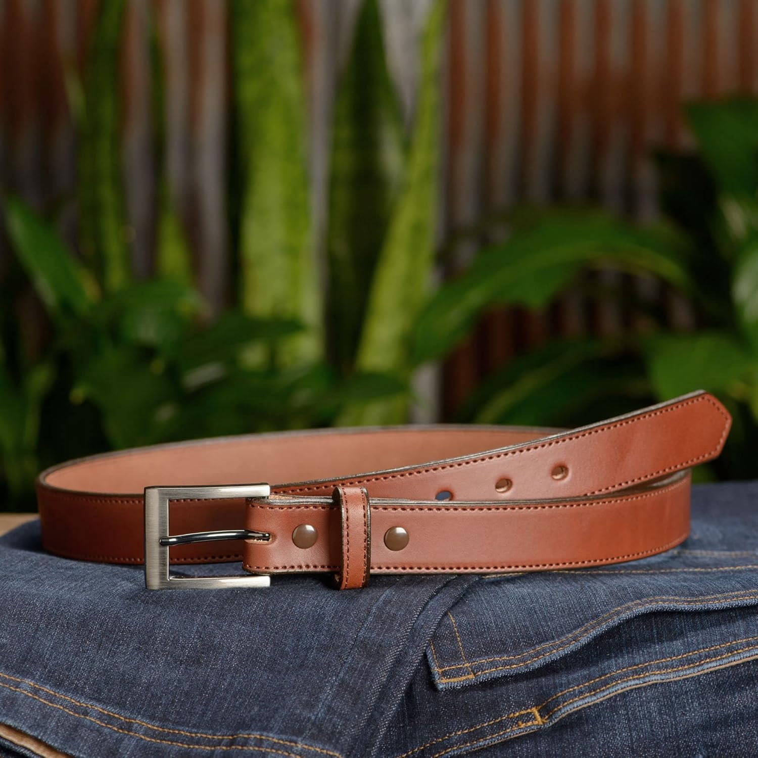 Bullhide Belts Mens Leather Belt for Work, Casual, Dress, 1.19″ Wide