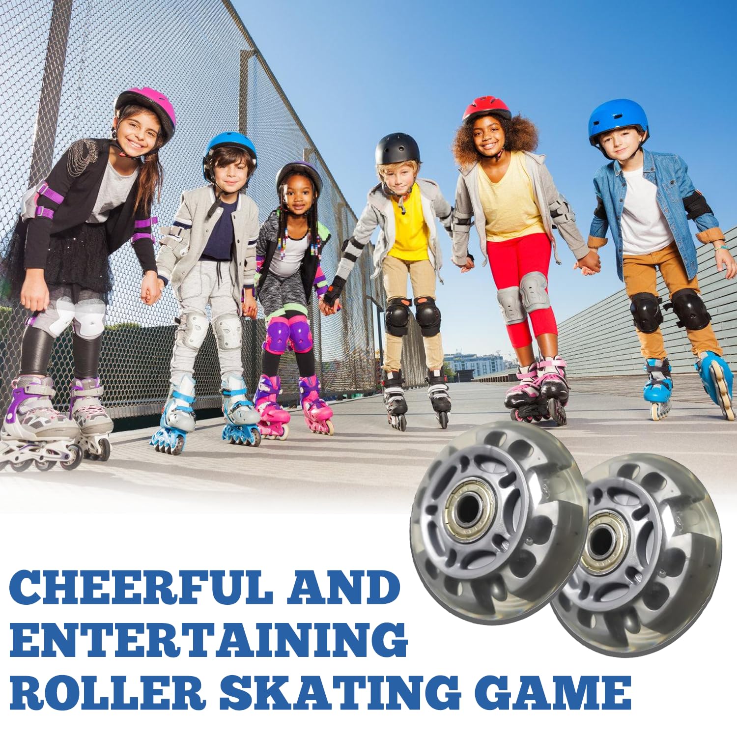 8 pièces Roues alignées, 72 mm roues inline transparentes argentées, pièces de patin à roulettes avec 16 roulements à billes, universel pour tous les types de patins à roulettes