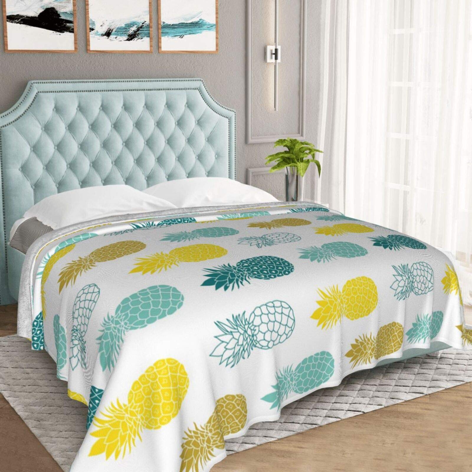 Coperta In Flanella Con Ananas Glitterata – Morbida E Calda – 152x101 Cm – Per Divano, Letto E Viaggio