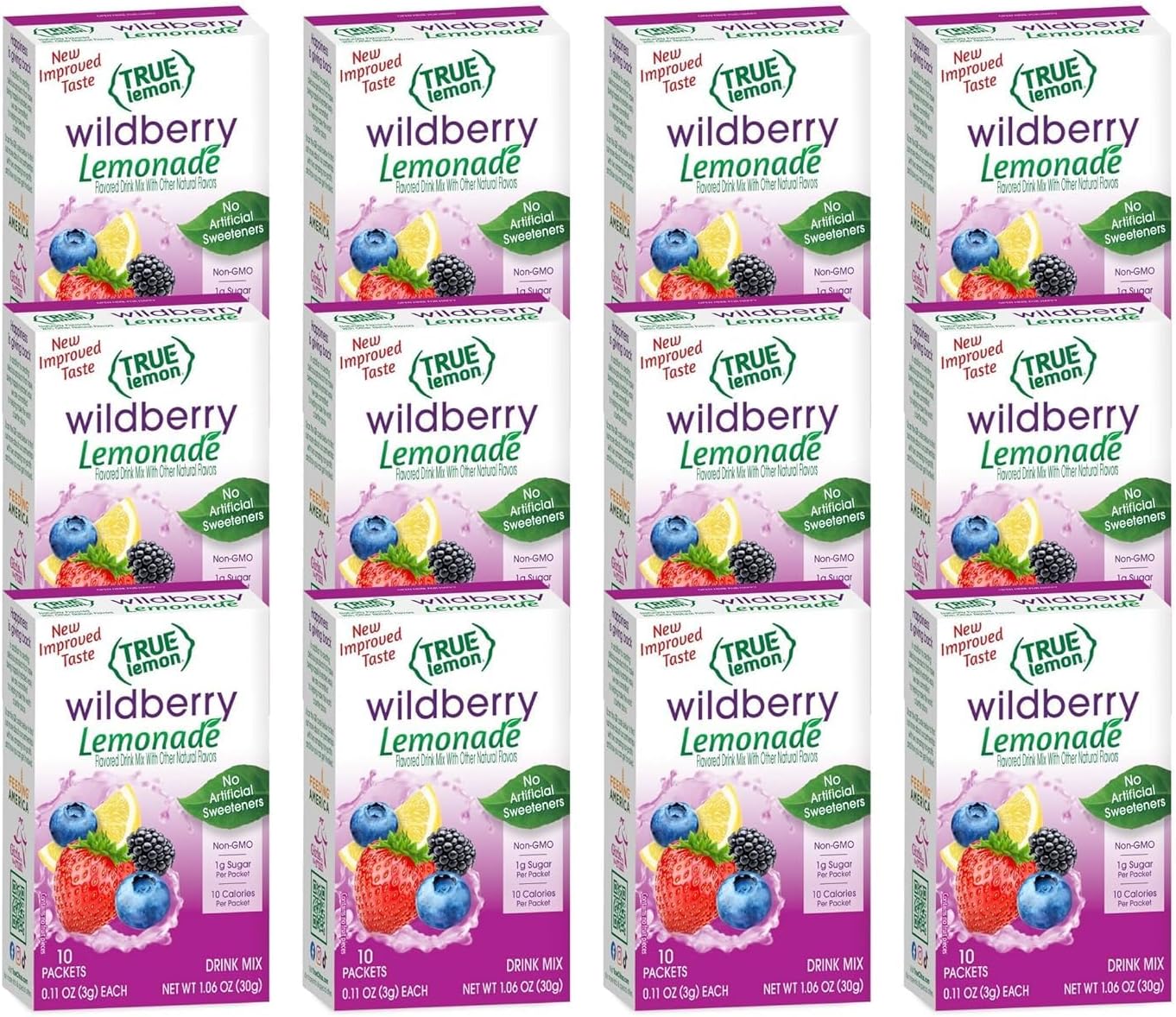 True Lemon Wildberry Lemonade 10ct (Pack of 12) - Drink Mix - No Artificial Sweeteners, Low Calorie - Powdered Drink Mixes & Flavors - Water Flavor Packets & Water Enhancer with Stevia