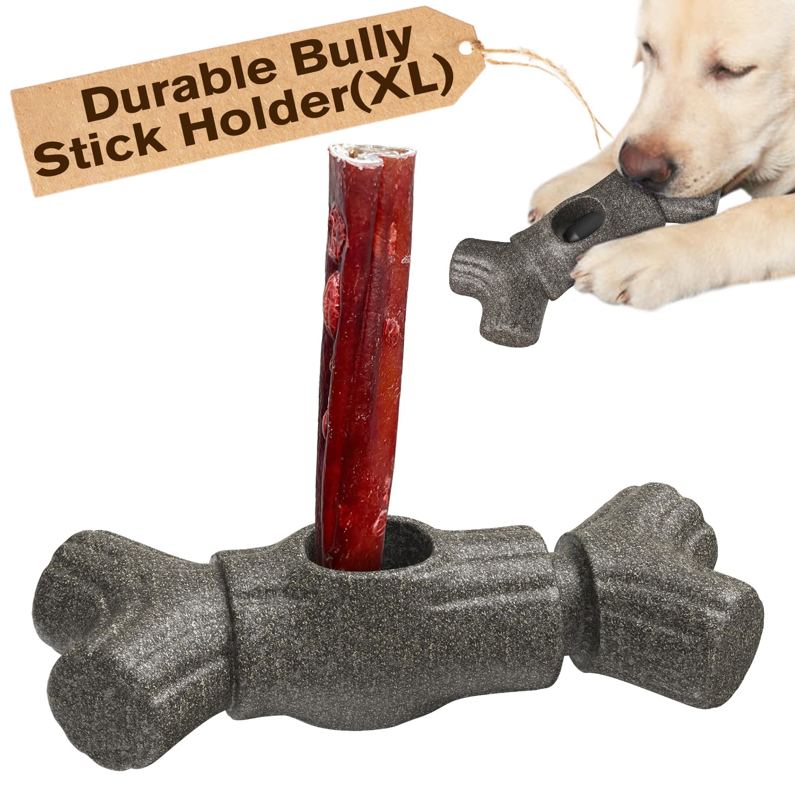 KADTC All in ONE Size: XL - 2 in 1 Dog Bully Stick Holder and Durable Indestructible Chew Toy for Medium/Large Aggressive Chewers Breed Dogs Thanksgiving Toys