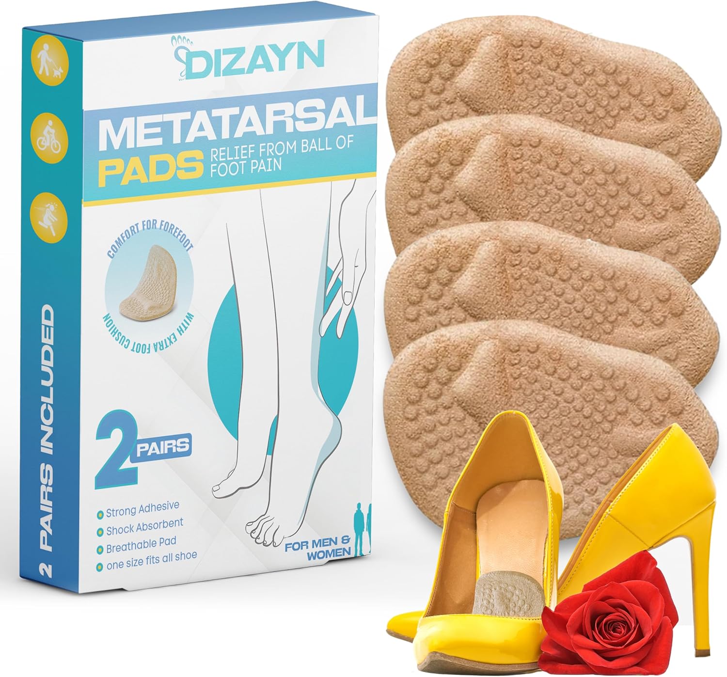 Metatarsal Pads for Women & Men – Ball of Foot Cushion Pads – Gel Heel Pads – 2 Pair Foot Pads for Pain Relief – Non Slip High Heel Cushion Pads – Mortons Neuroma Pads – One Size Fits All Metatarsal Pads for Women & Men – Ball of Foot Cushion Pads – Gel Heel Pads – 2 Pair Foot Pads for Pain Relief – Non Slip High Heel Cushion Pads – Mortons Neuroma Pads – One Size Fits All
