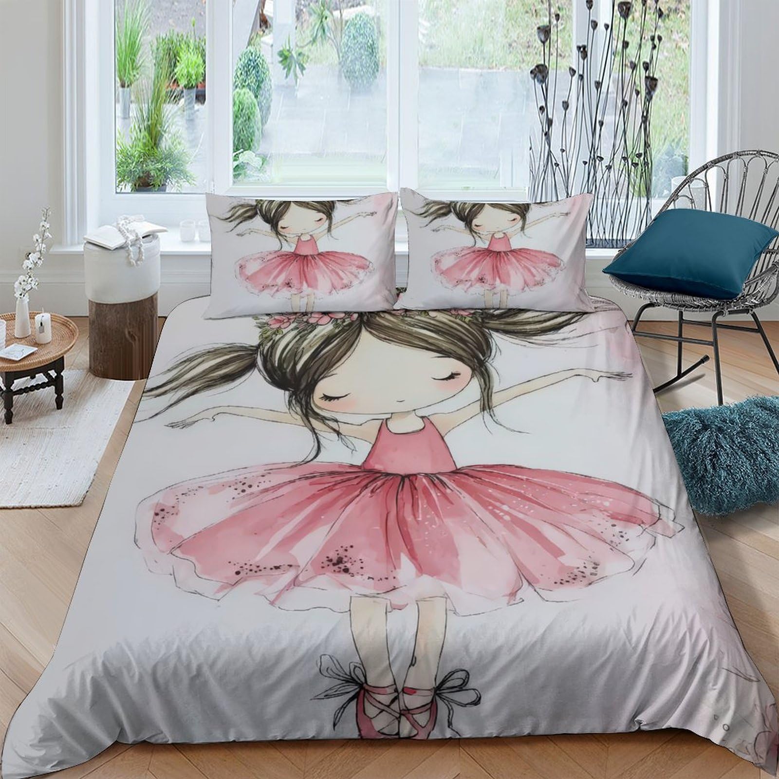 Ctjqhvkz Girls Style-8 3D Printed Pink Ballerina Fitted Sheet Microfiber Soft Non Slip Cartoon Bed Cover For Bedroom Dorm Mattress Decor Single（135X200cm）