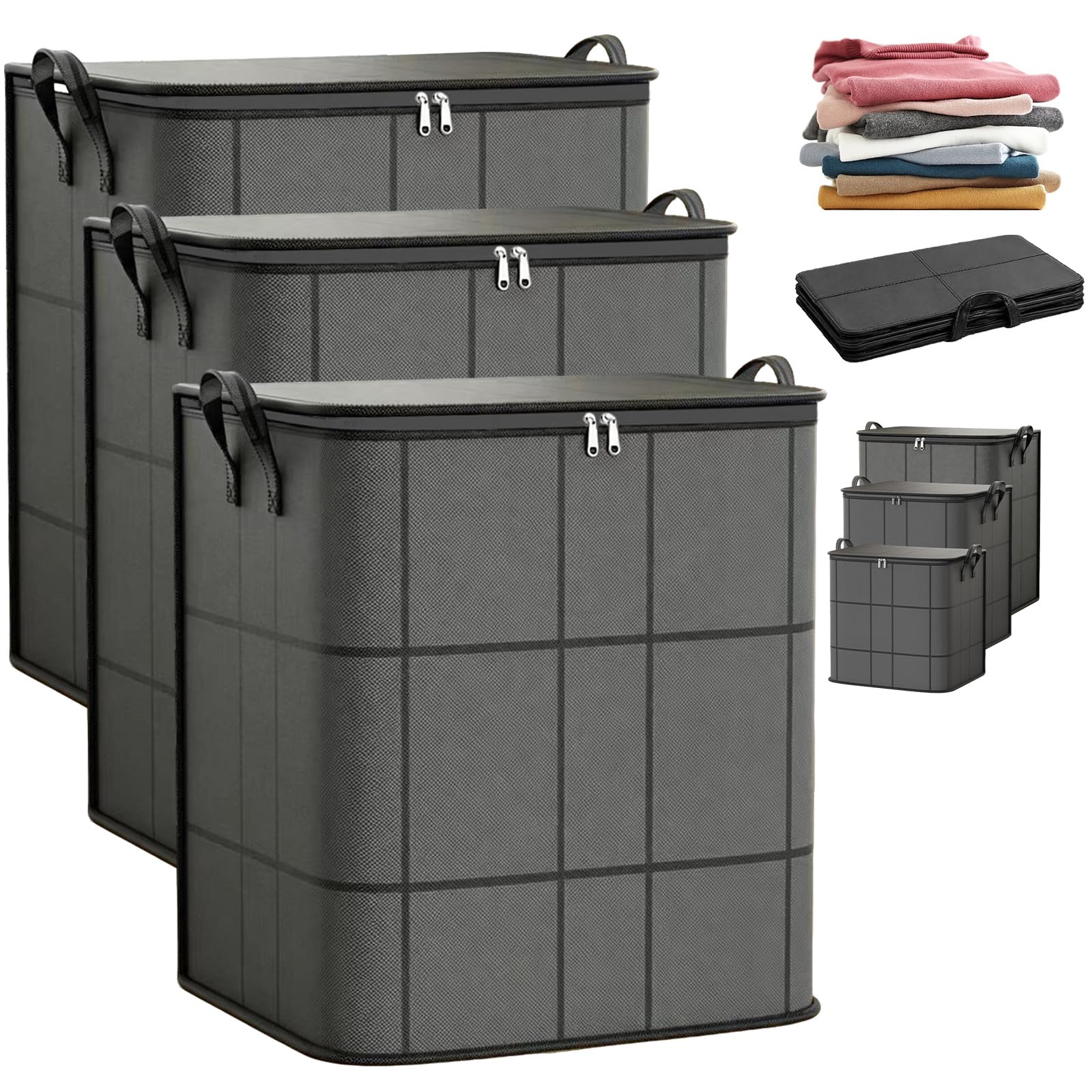 3 Pack Large Wardrobe Storage Bags, Household Sorting Organisers, XL