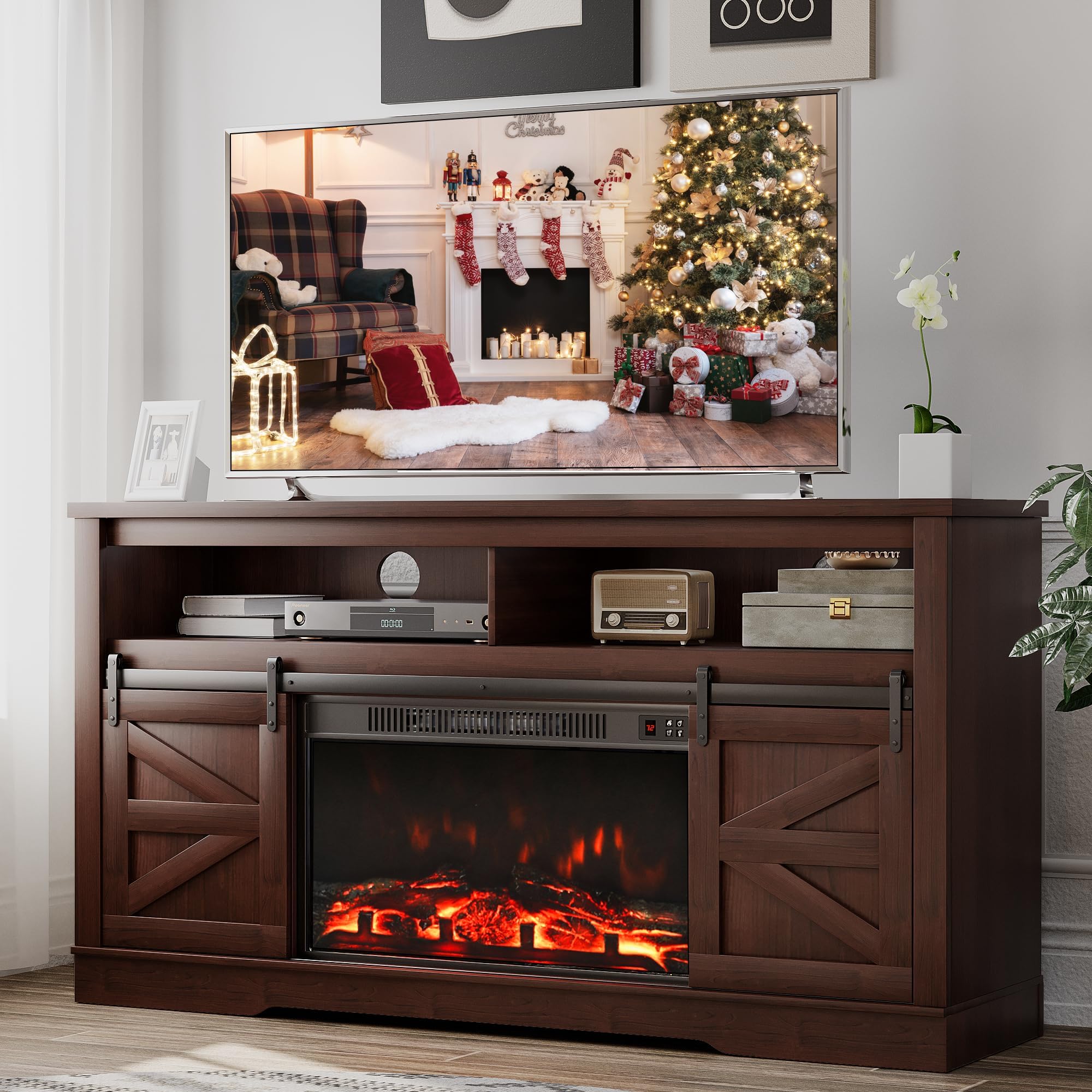 Amazon.com: JUMMICO Fireplace TV Stand for 65+ Inch TV with 26 ...