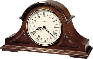 Howard Miller Burton II Mantel Clock Windsor Finish, Triple-Chime Quartz Movement, Roman Numerals, Volume Control, Nighttime Shutoff