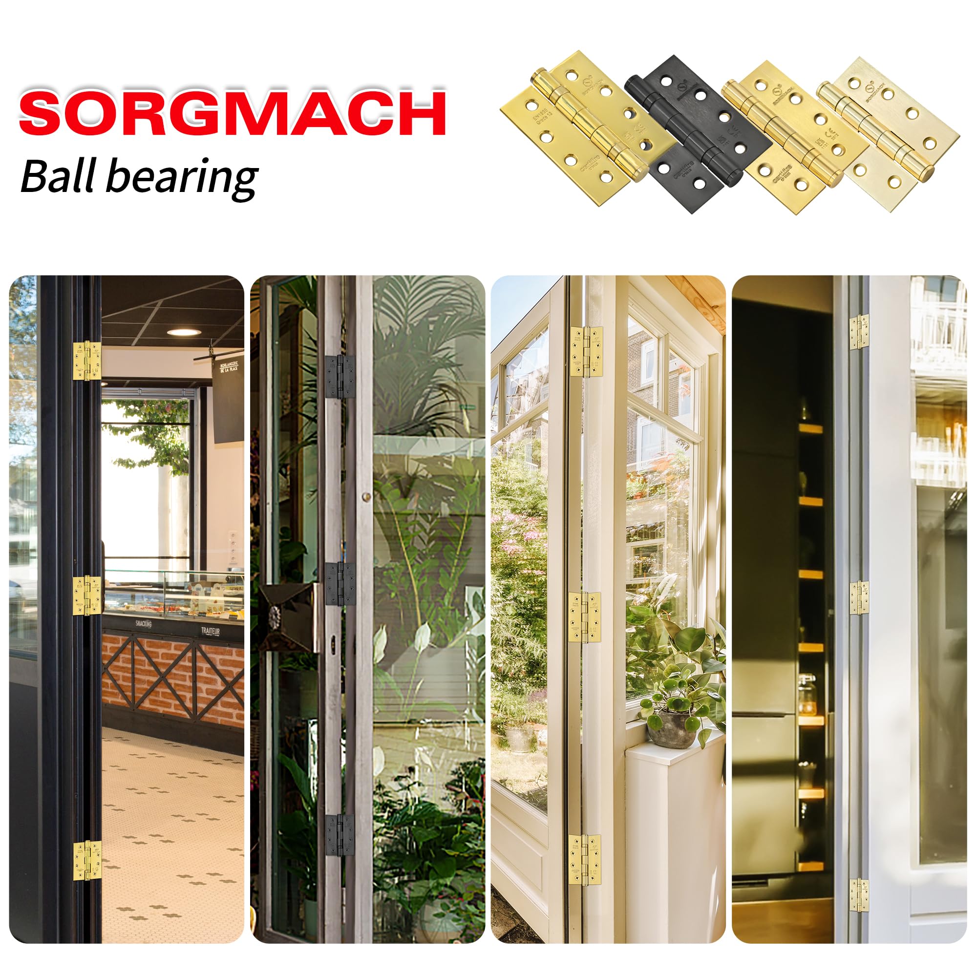 2 Pcs 4 Inch(100 mm) 304 Stainless Steel Heavy Duty Outdoor Black Door Hinges for Wood, 304 Stainless Steel, Pvd Black - Image 3