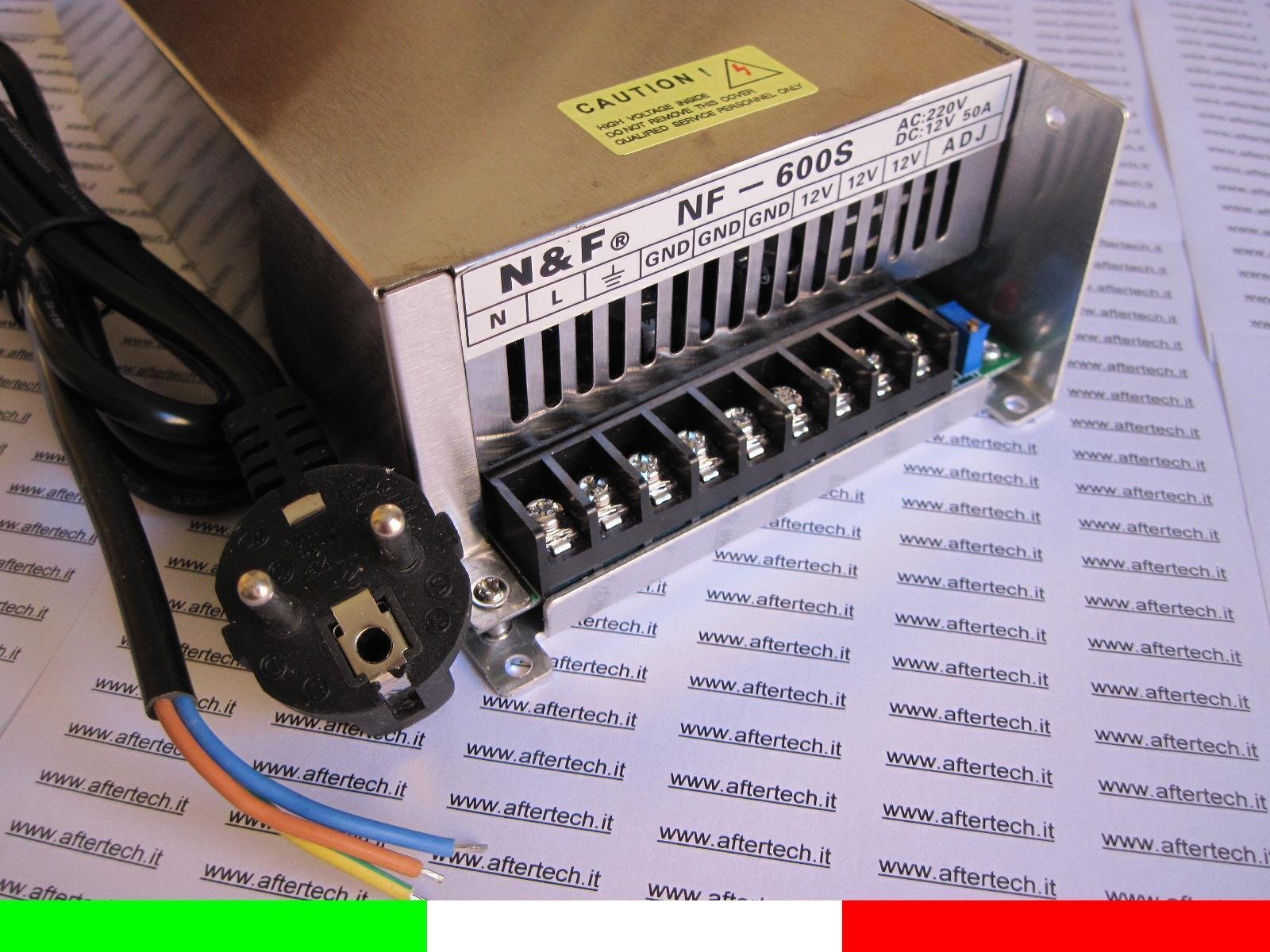 Aftertech® ALIMENTATORE 12V DC 50 AMPERE 50a ALTA QUALITA` 600WATT 600w TRASFORMATORE C5D5