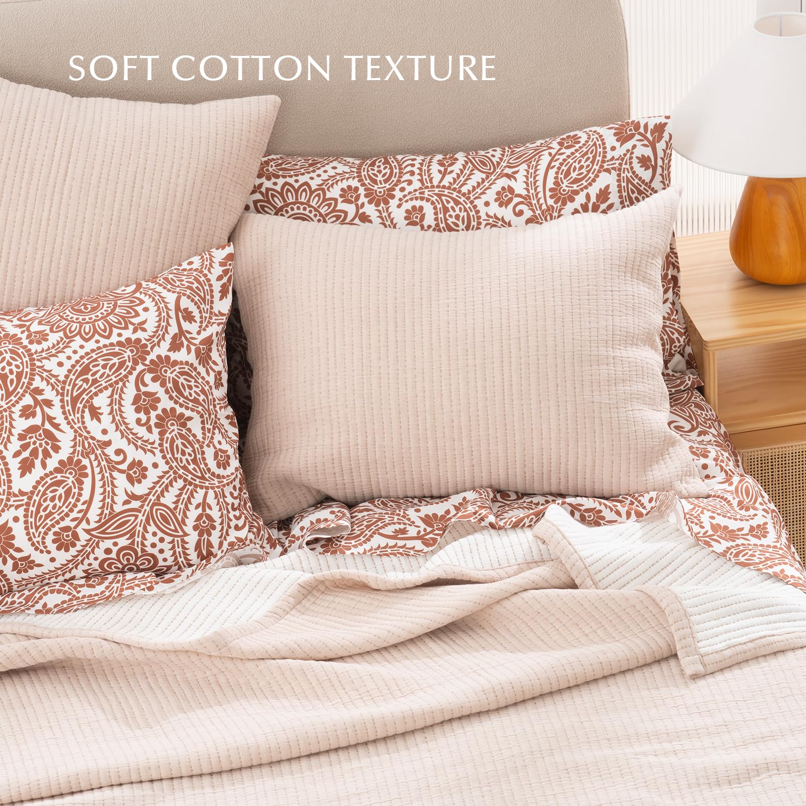 EVERGRACE Cotton Quilt Set King Size 3 Pieces, Ultra Soft Pick Stitch Matelasse Coverlet Oversized Bedspread, Lightweight Quilted Bedding Set for All Season, with Matching Shams, Flax Linen