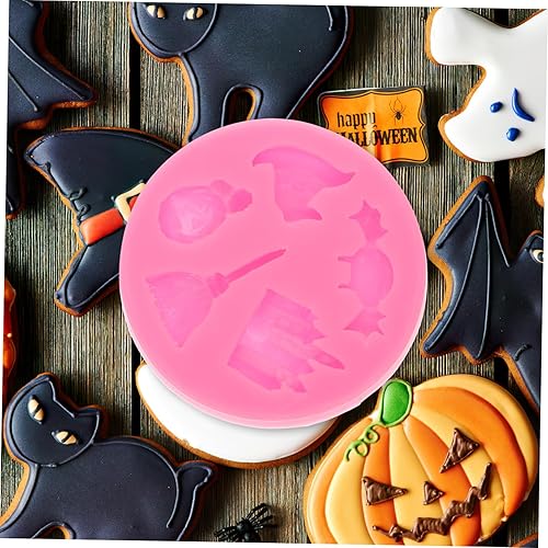 Miniatura 9 de HEMOTON 6 piezas de moldes de silicona para decoración de Halloween, molde de resina, helado, galletas, bruja para pastel D, molde de pudín de