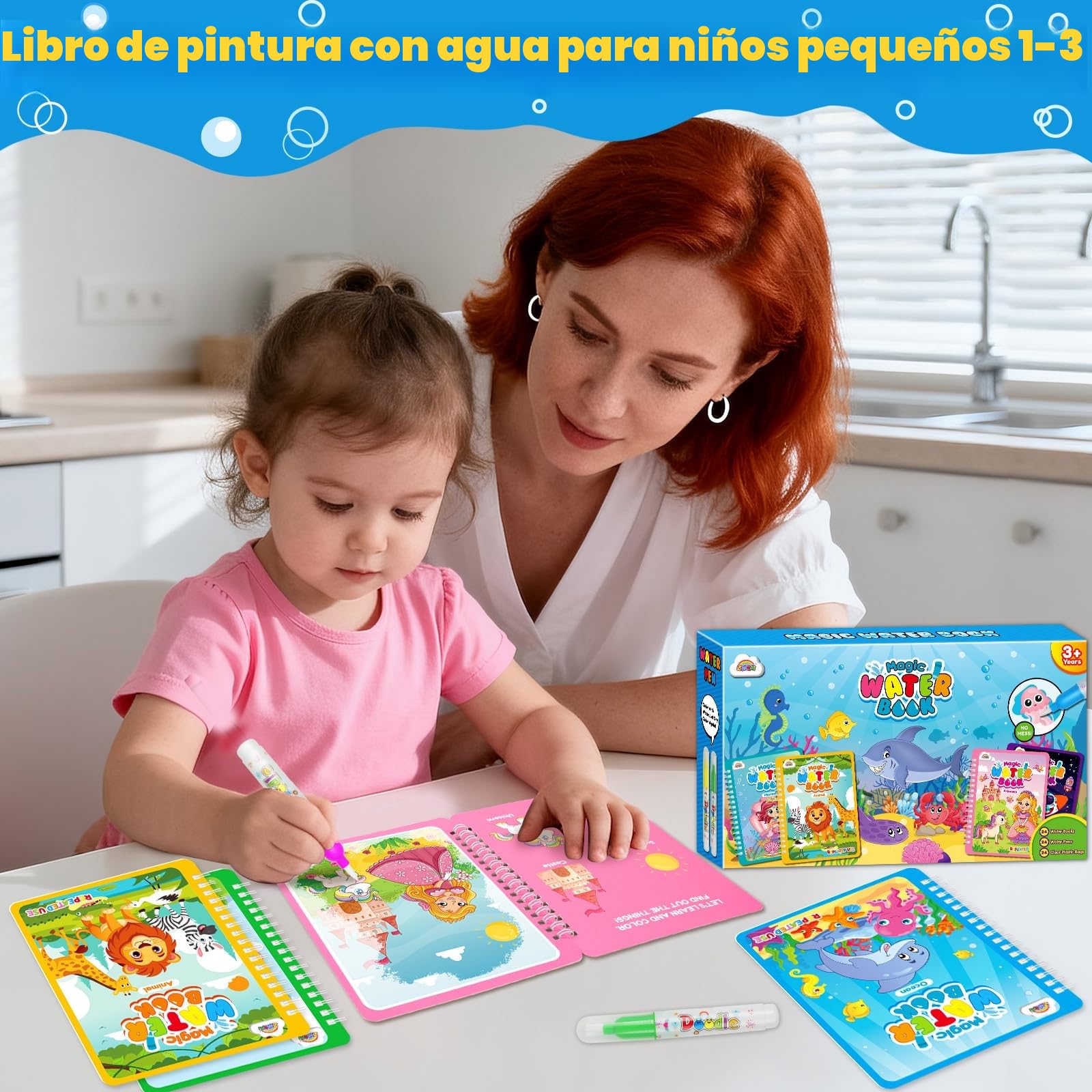 ZMLM 24 Libros de Colorear Magico Agua, Reutilizable Libro Colorear para 3-5 Años Detalles Cumpleaños Niños - Bolsitas cumpleaños infantiles - Regalos Cumpleaños Niños Colegio (Clásico)