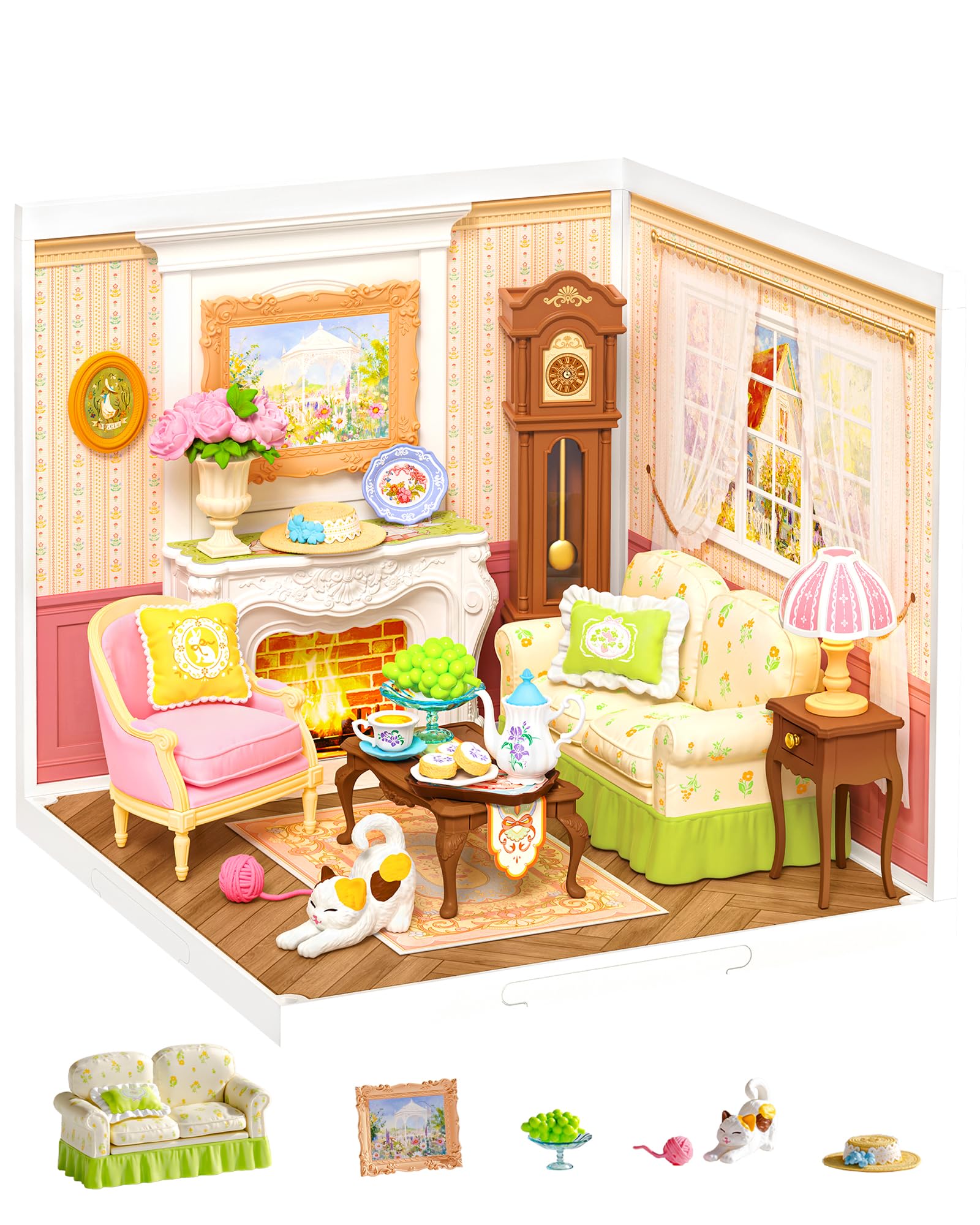 Rolife Super Creator Holiday Tea Time, Kits de casa en miniatura DIY, casa de muñecas piezas de colección y figuras de acción, mini casa para adultos para construir, regalo de cumpleaños y Navidad