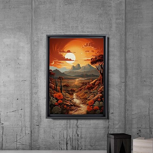 Miniatura 2 de Nature, Plants, wall art framed, Minimalist home artwork, Framed Canvas Print Wall Art Abstract Shapes Illustration, orange wall art, wedding gift,