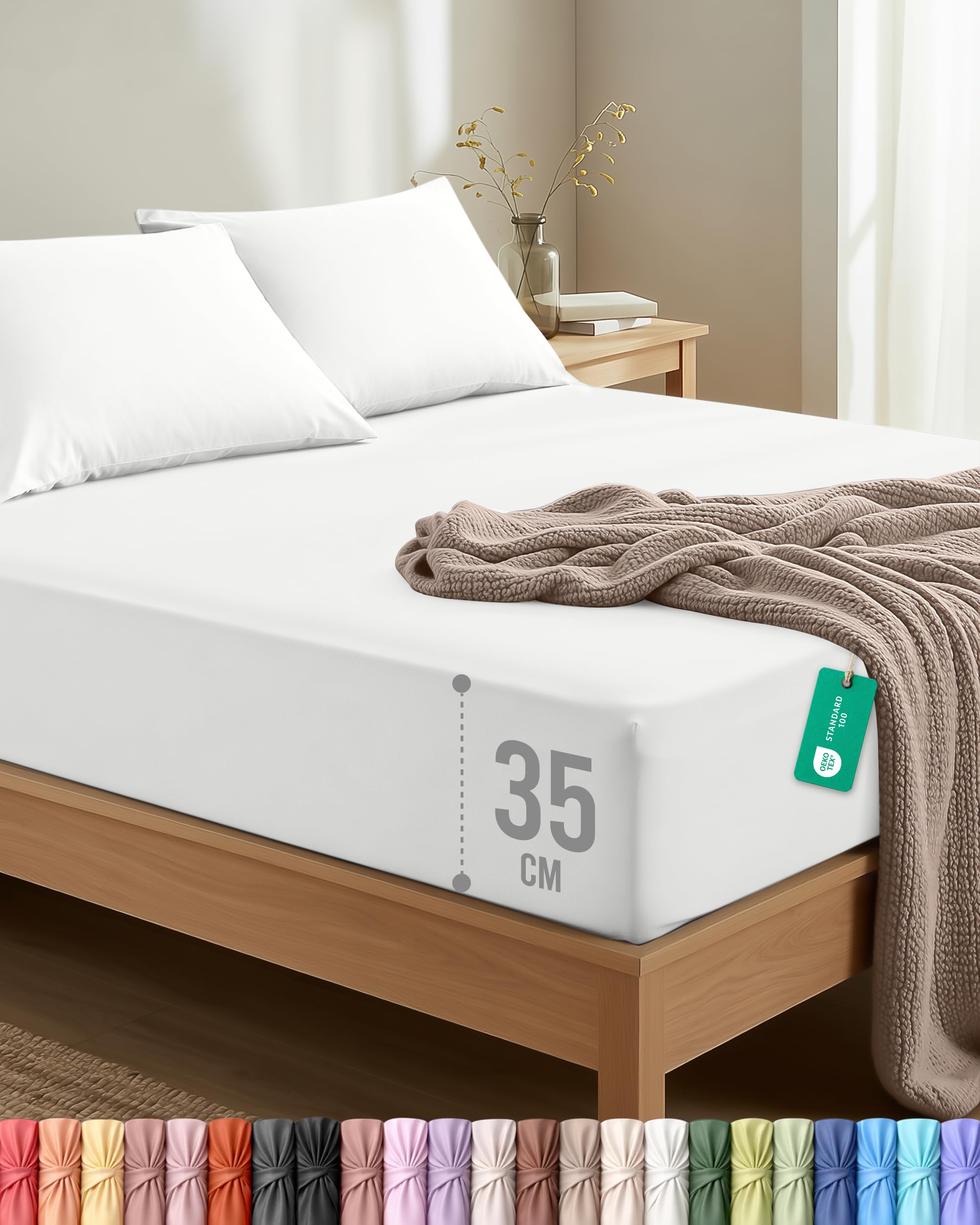 Utopia Bedding Double Fitted Sheet Set with 2 Standard Pillow cases, White
