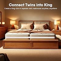 Vista 5 de Correa blanca para camas individuales/correa de cama individual a king/conector de cama individual/Carpintería de cama individual para convertir