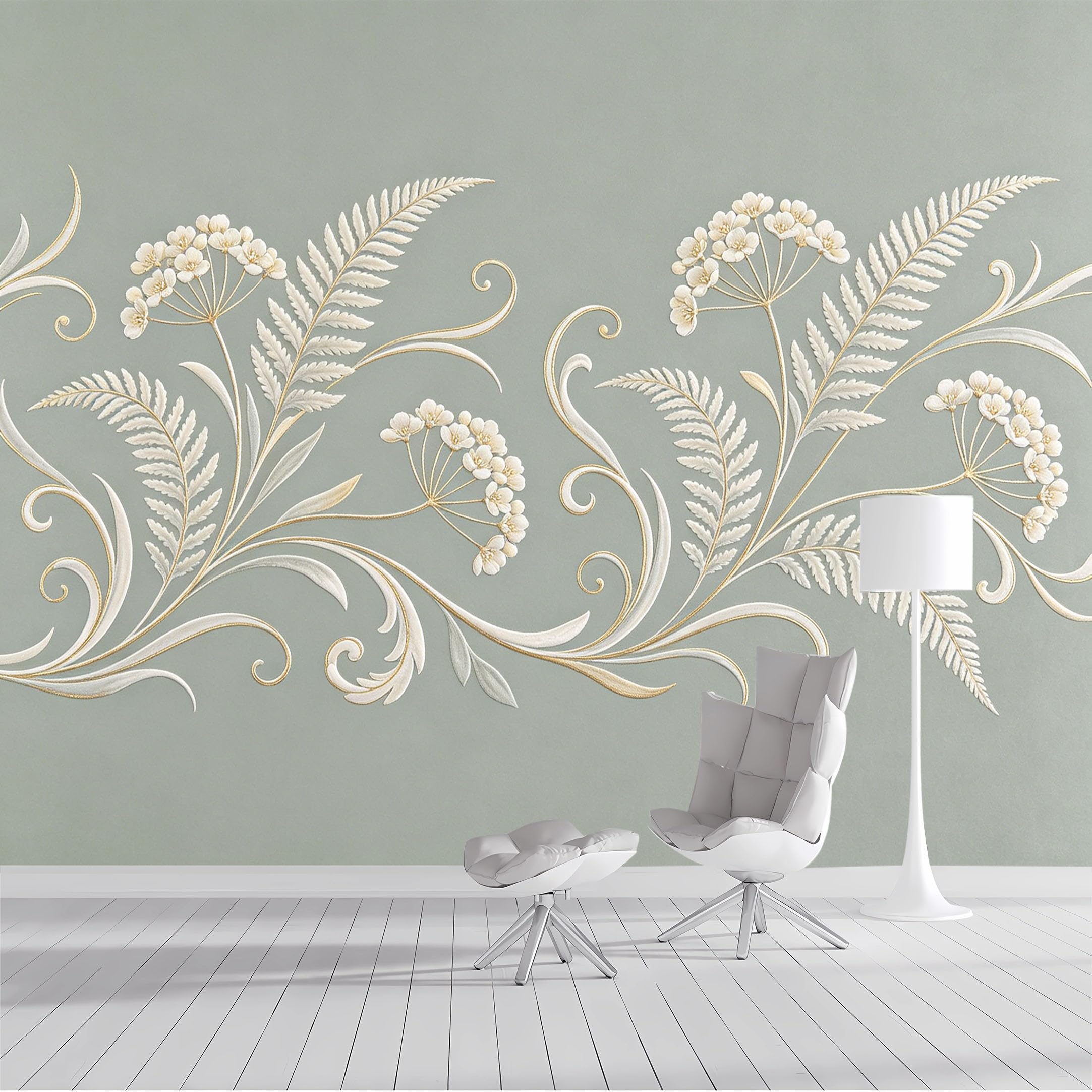 Custom Size Wall Mural Botanical Floral Scrollwork Victorian Vintage French Country Watercolor SelfAdhesive Wall Fabric Removable Peel and Stick Wallpaper for Living Room Bedroom Bathroom