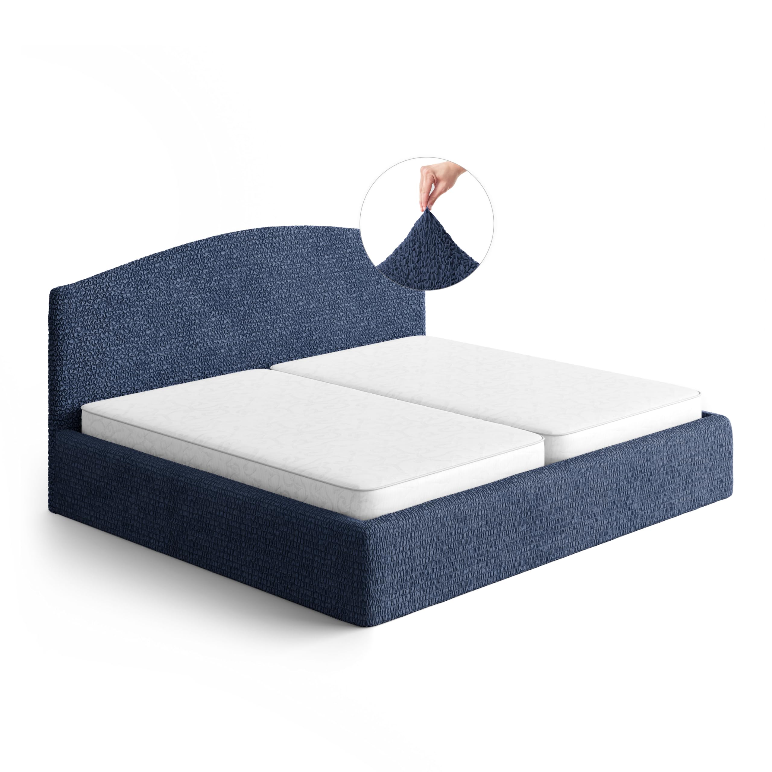 Housse de tête de lit anti-rayures lavable bleu marine pour grand lit