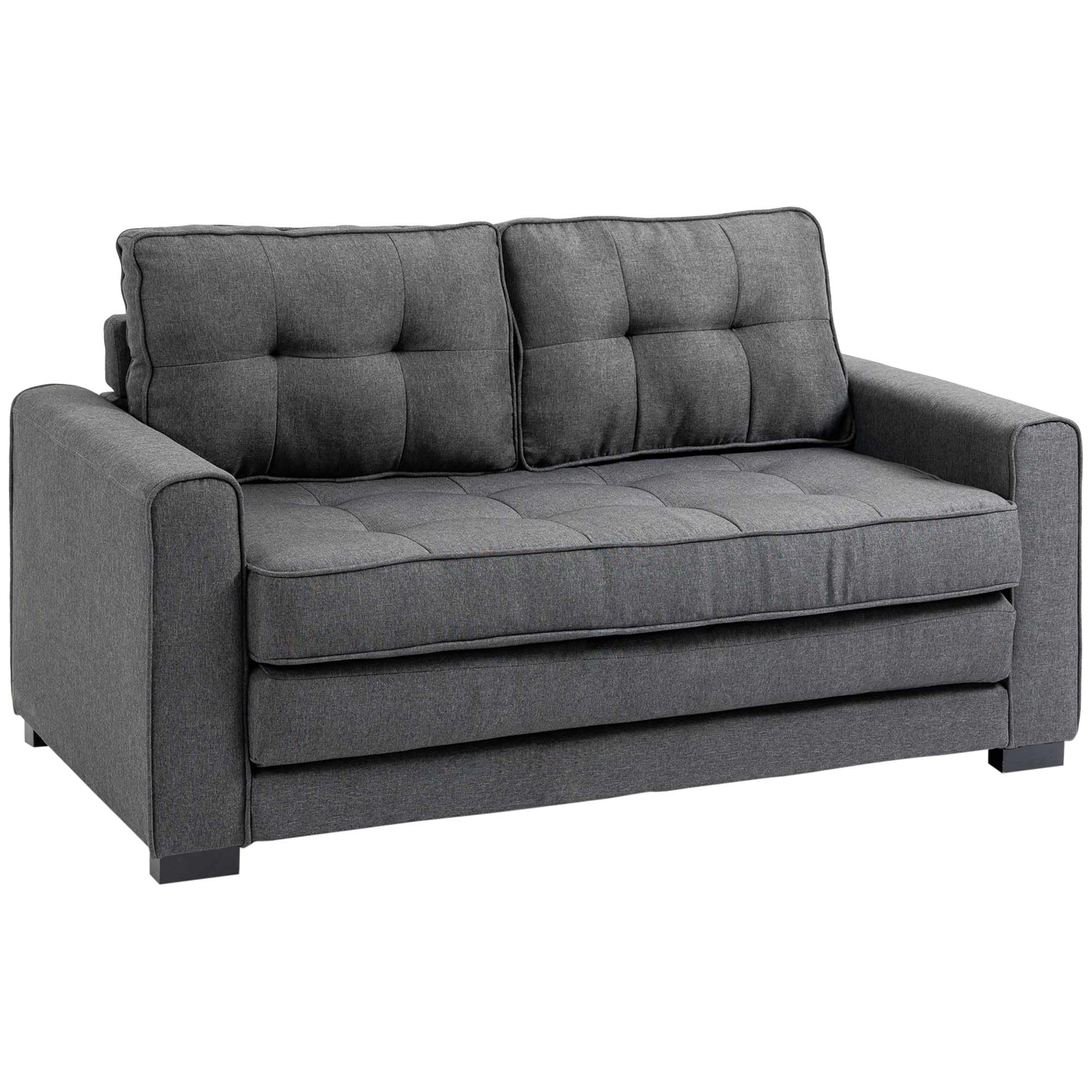 HOMCOM Divano Letto 2 Posti con Seduta Imbottita Pieghevole 37 cm Grigio