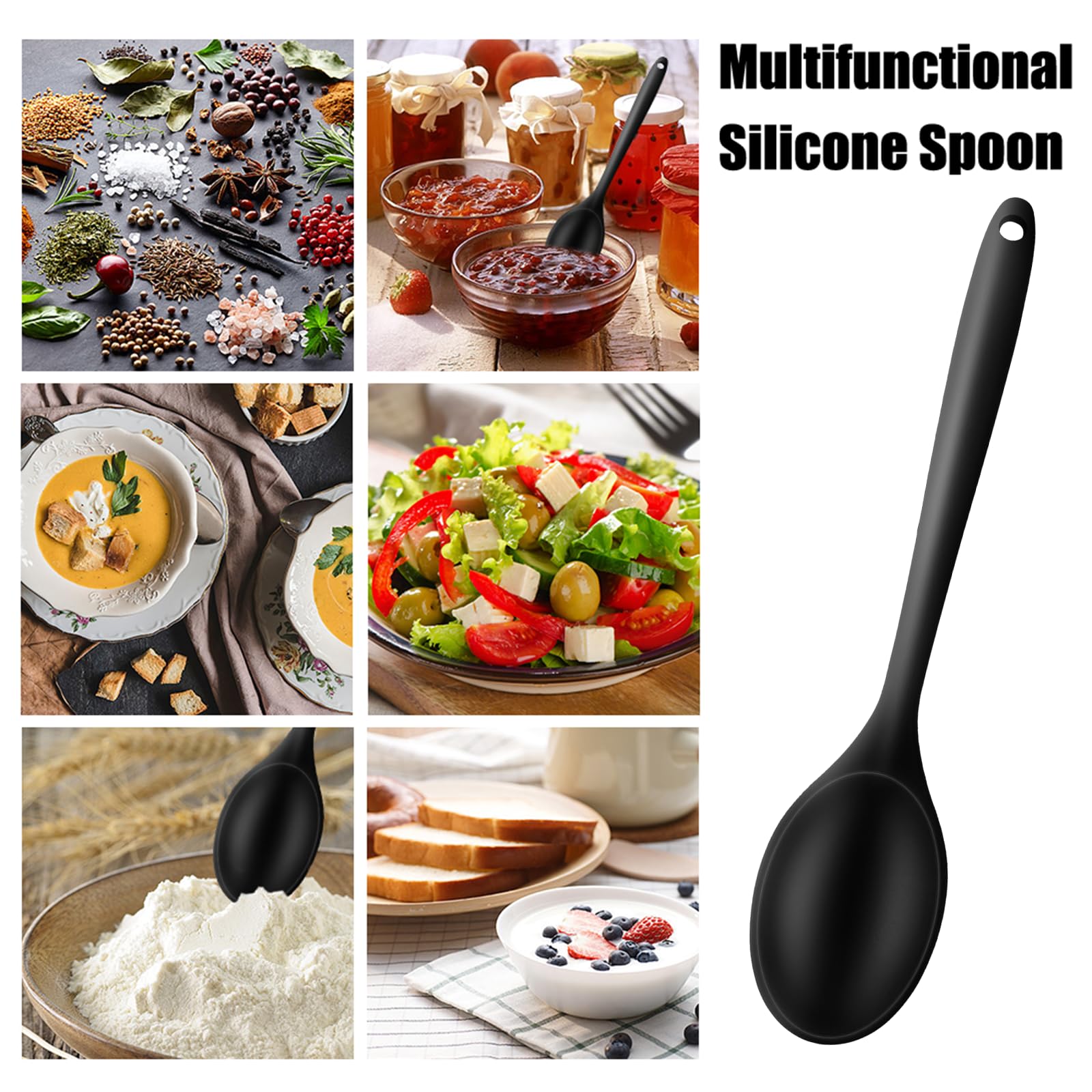 Set 6 Cucchiai Da Cucina In Silicone Multicolore – Antiaderenti, Termoresistenti, Per Mescolare E Servire