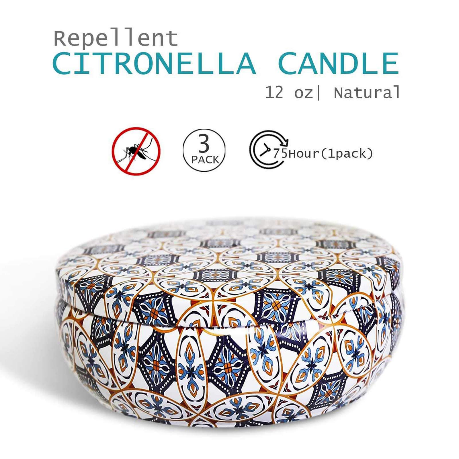 Juego de velas aromáticas de aceite de citronela, de 396 ml, con tres mechas, sin humo, para regalo de cumpleaños, Navidad, Día de la Madre