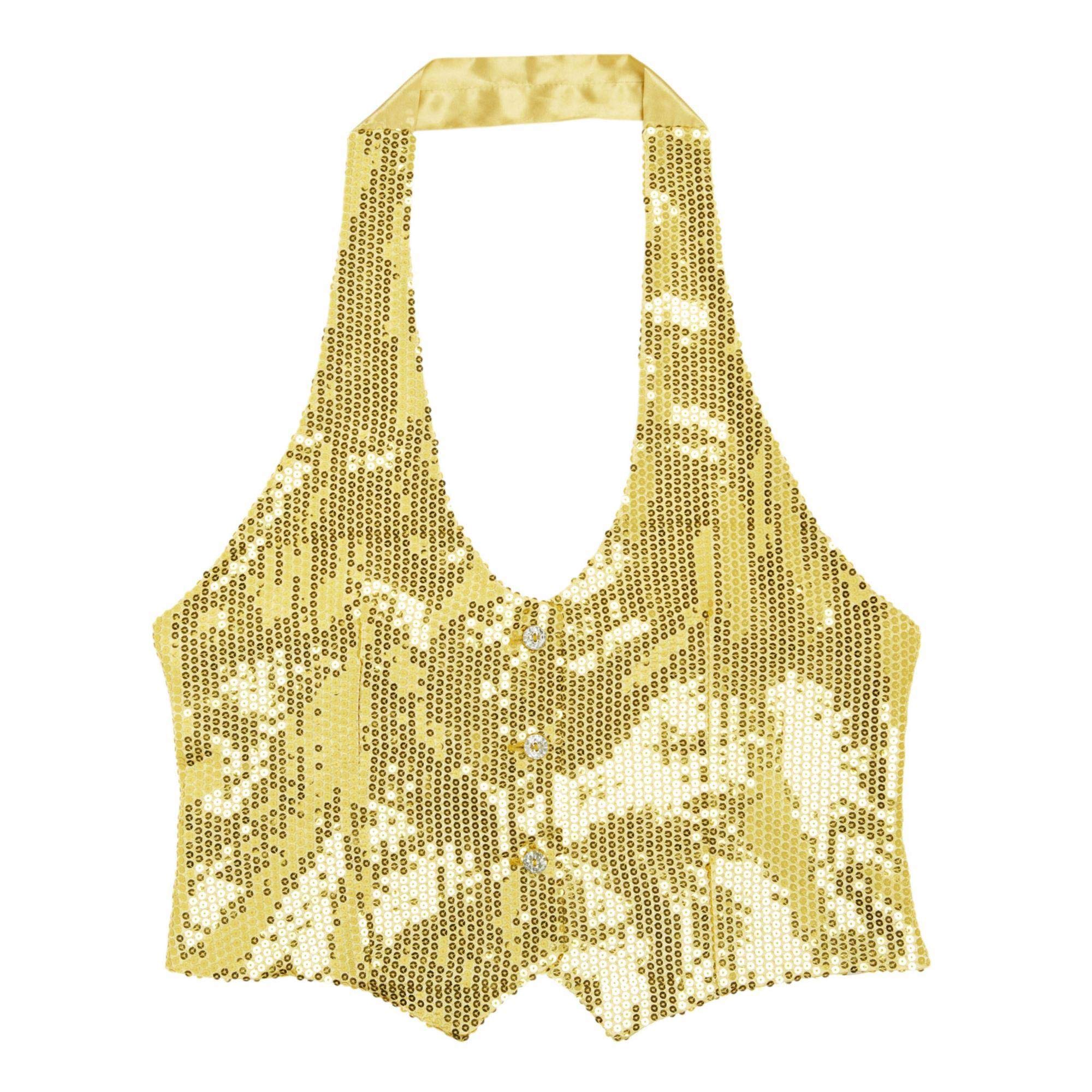 Widmann 9139R - Sequined Vest for Women New Year's Eve, Carnival, Show; Themed Parties, Size XL, Gold Color - Image 3