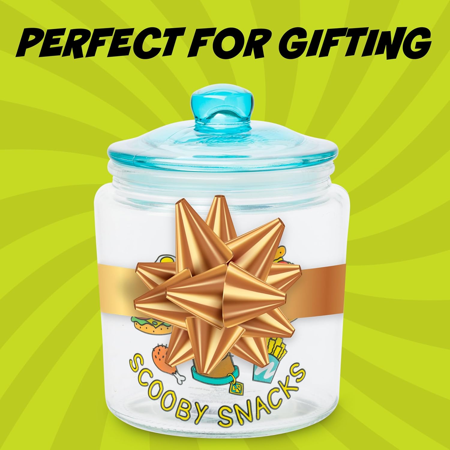 Silver Buffalo Scooby Doo Scooby Snacks Glass Cookie Snack Candy Jar with Lid (Small)