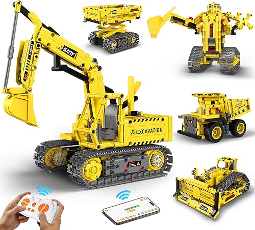 aukfa Robot excavador de juguetes de construcción para niños, proyectos STEM para niños de 8 a 12 años, kits de control remoto y aplicación, kit
