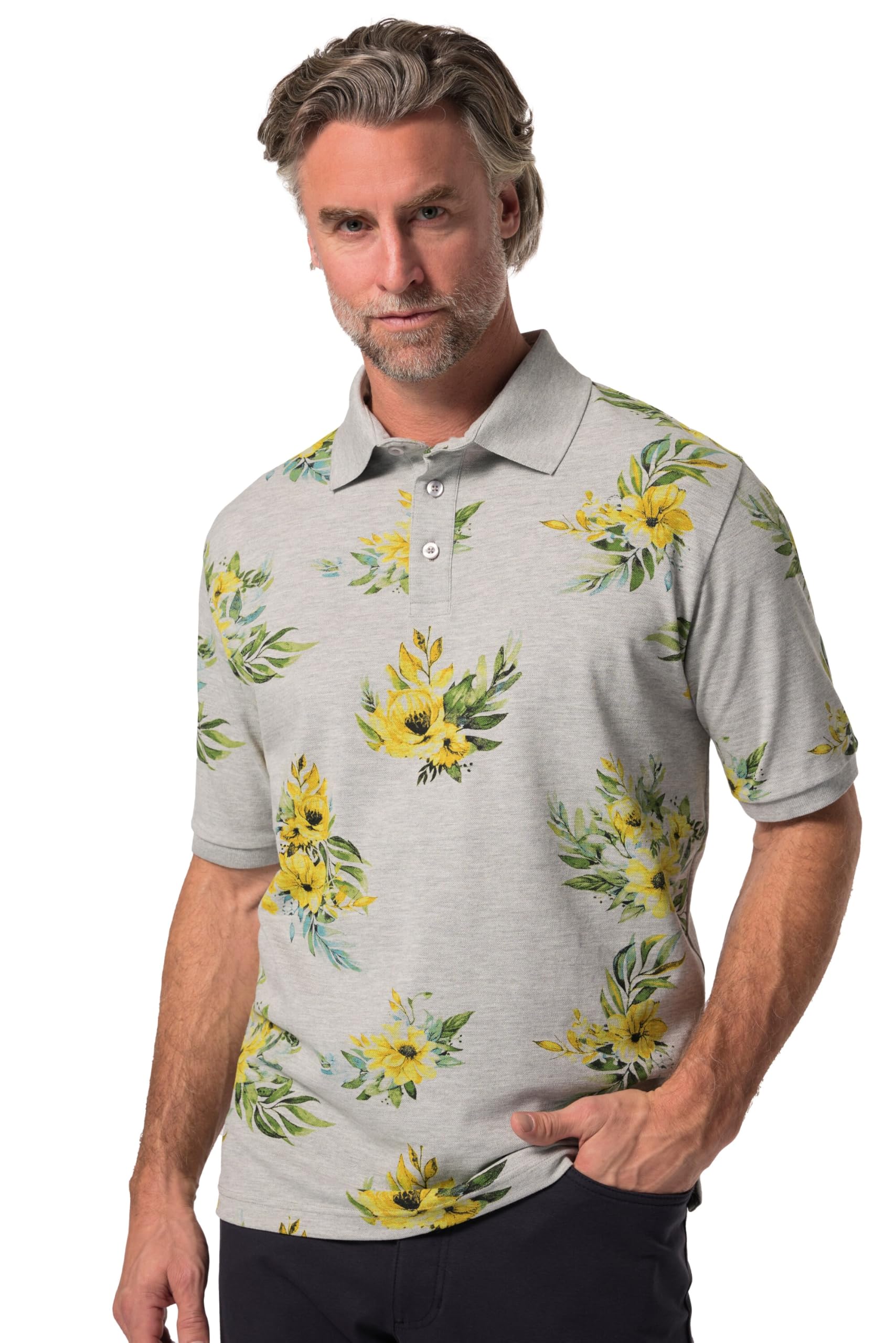 Boston Park Herren große Größen Übergrößen Menswear L-8XL Poloshirt, Halbarm, Piqué, Alloverprint 836067