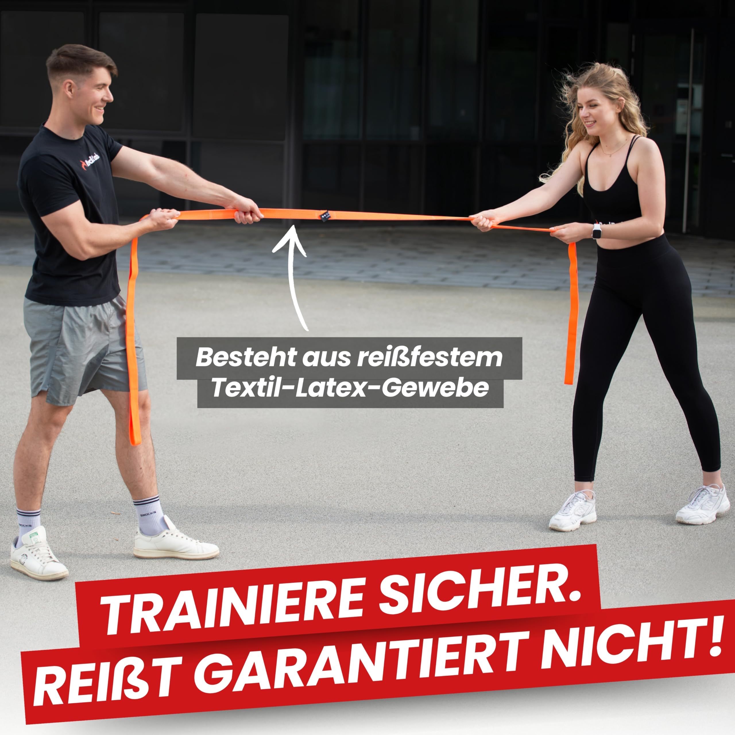 RED RAB Stoff Fitnessband mit Schlaufen - 245cm lang - Gymnastikband für Widerstandsbänder Krafttraining - reißfeste Fitnessbänder, Resistance Bands, Gummiband Sport, Trainingsbänder, Widerstandsband