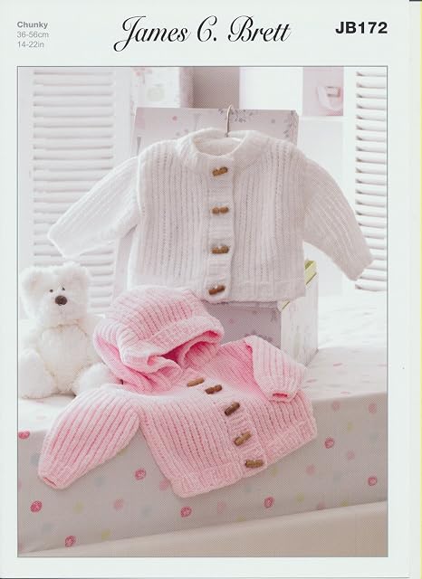 James C Brett Baby Jackets Knitting Pattern (JB172) Size : 36 - 56cm / 14 - 22inches