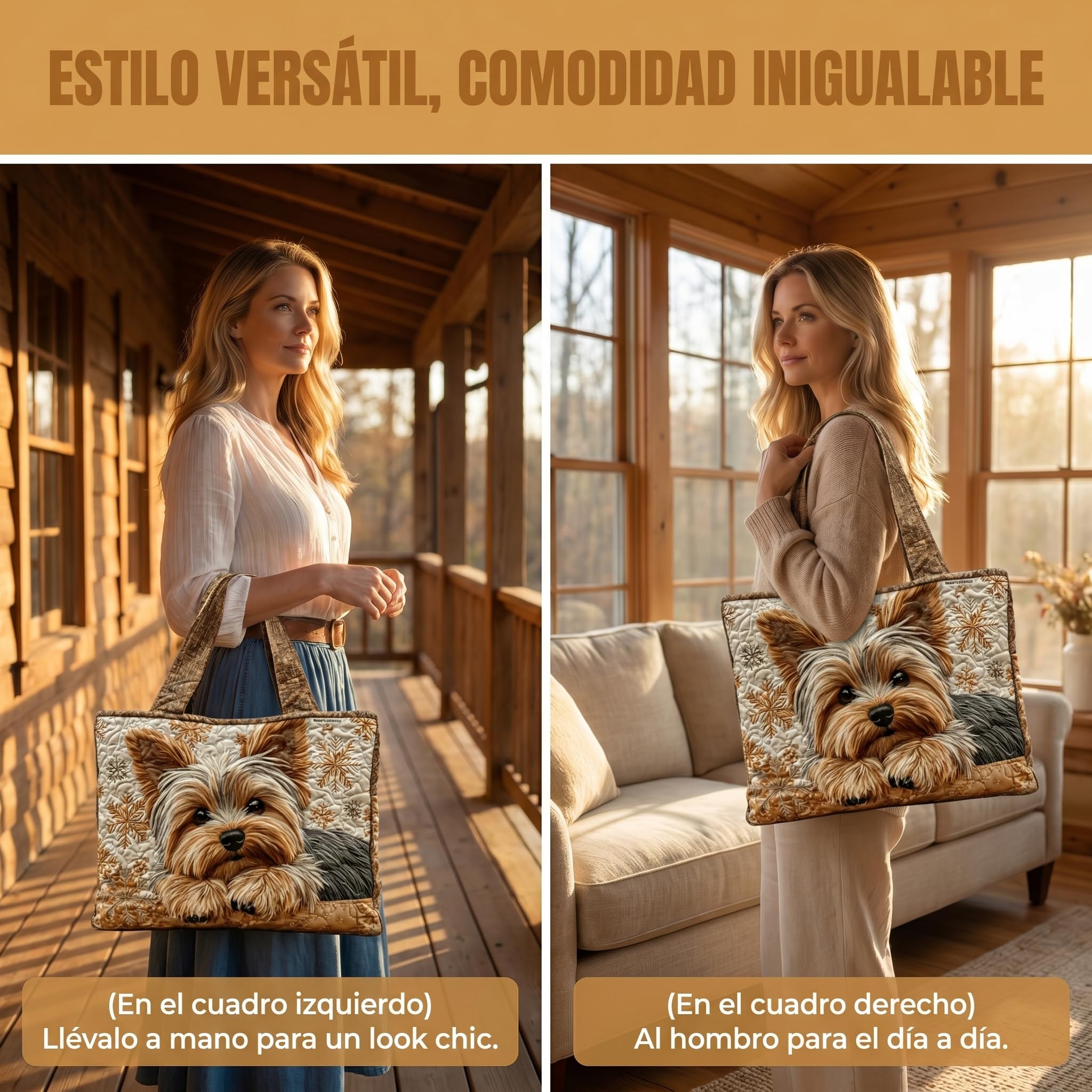 Bolso Mujer Bolsa Mano Tela,Bolsas Tela Serie Estampado Perros,Diseño Práctico y Moderno,Bolso Grande,Tela Reutilizable,Uso Playa Trabajo Compras,Regalo Bueno