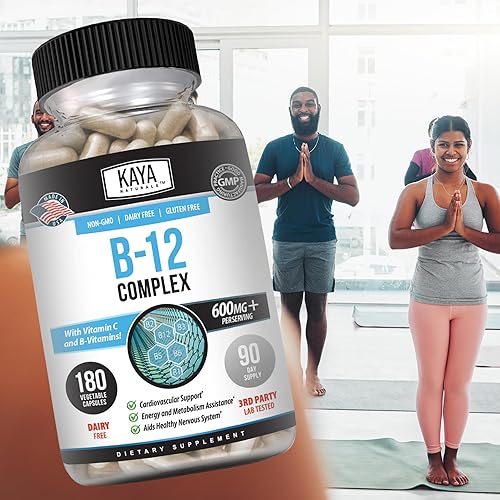 Miniatura 17 de Kaya Naturals Complejo B-12 Suplemento multivitamínico para mujeres y hombres potenciador de energía y metabolismo Vitamina del complejo B