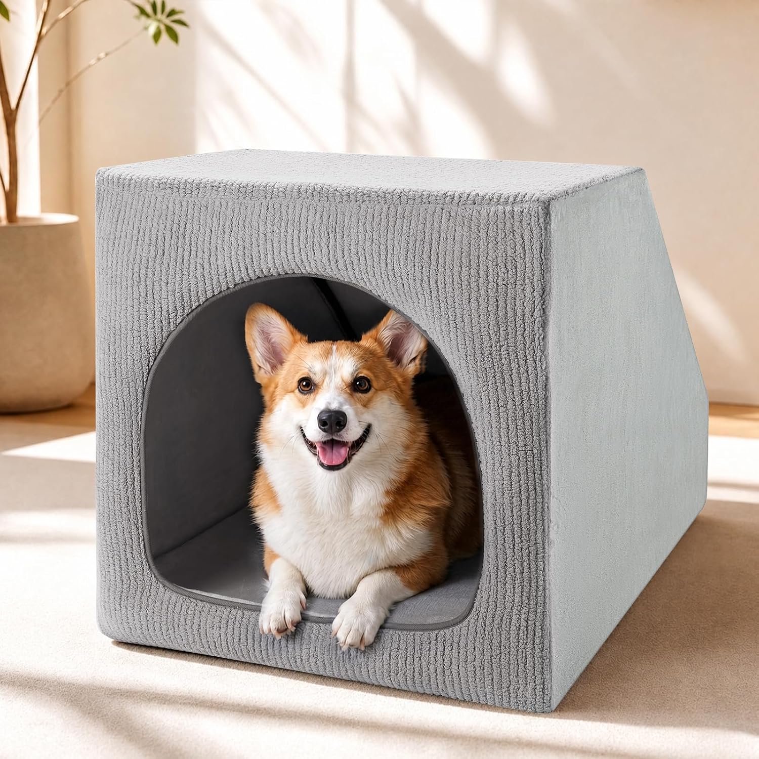 Indoor Dog House for Small Medium Dogs, Enclosed Dog Cave Bed | Washable Removable Cover, Cozy Pet House with Soft Cushion, Indoor Dog Bed for Puppies and Small Breed, 26" L x 20" W x 20" H