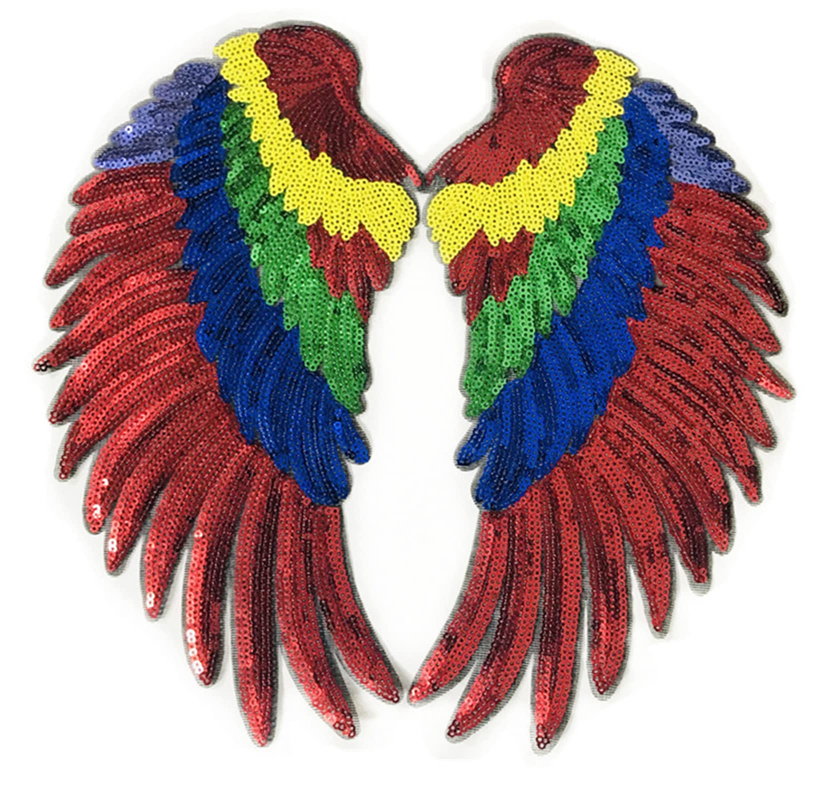 Engelsflügel Aufnäher – Paar, 26x13 Cm, Aus Pailletten-Stickerei, Zum Aufbügeln Oder Aufnähen