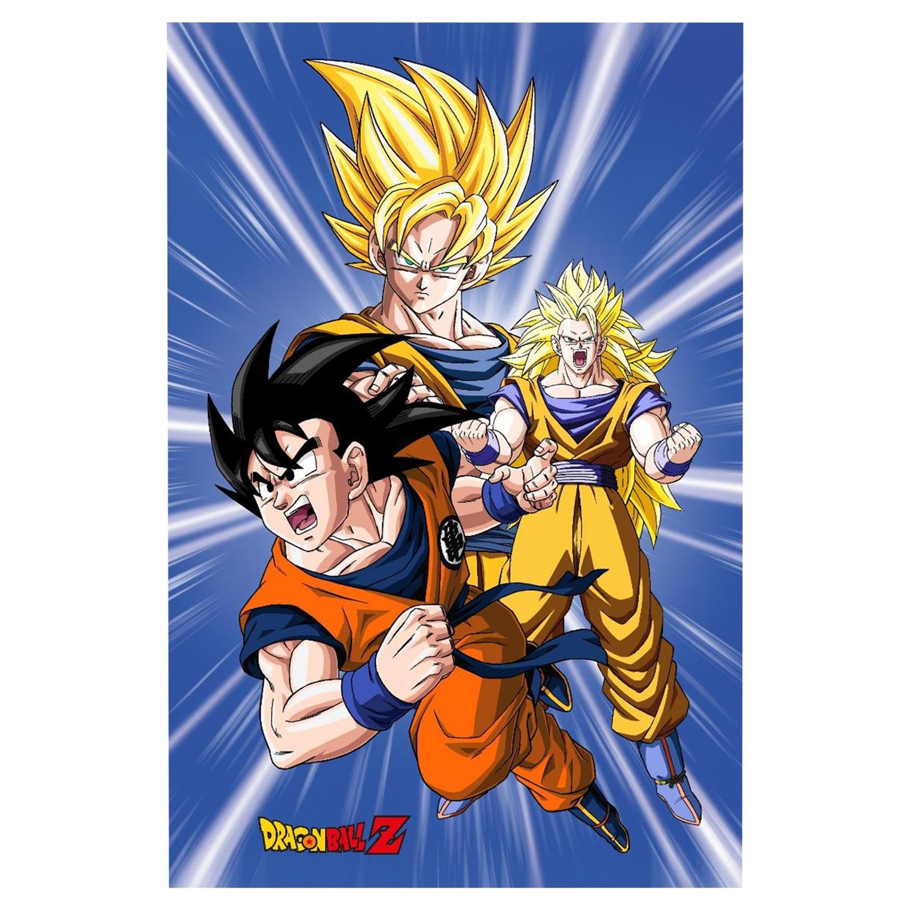 Halantex Dragon Ball Z Fleece Blanket – 100 x 150 cm Soft Polyester Throw Featuring Goku & Super Saiyan Forms – Warm & Cozy, for DBZ Fans, Machine Washable