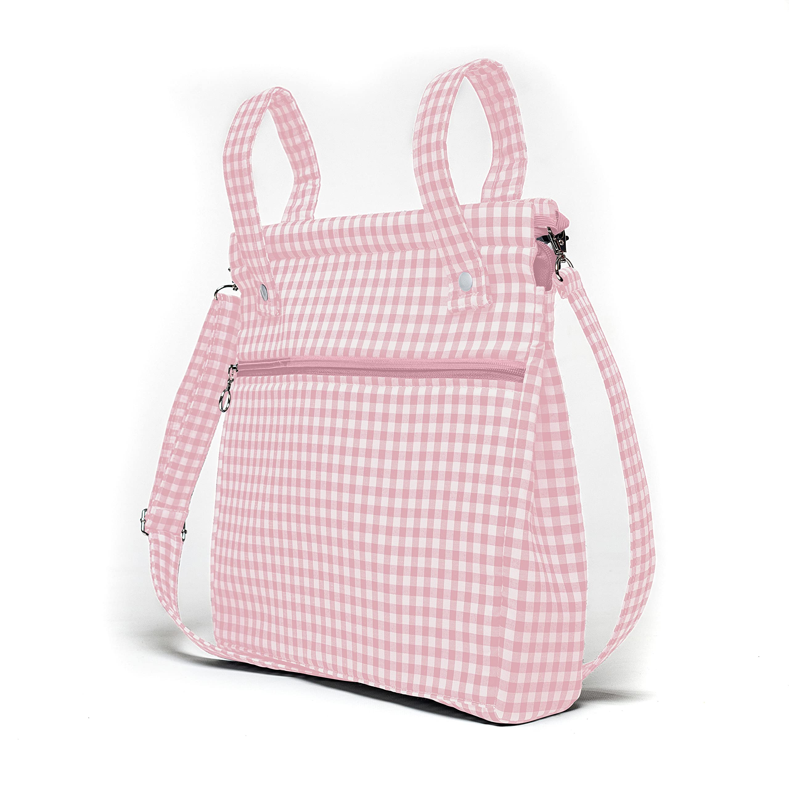 Bolsa panera de algodón vichy personalizada con nombre bordado - Bolso carro - Talega carrito de bebé - Nenel
