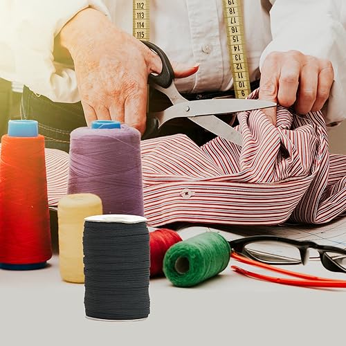 Miniatura 14 de Banda elástica plana para costura, 1/4 de pulgada, 50 yardas de alta elasticidad, cuerda elástica blanca, carrete elástico de punto para coser Blanco